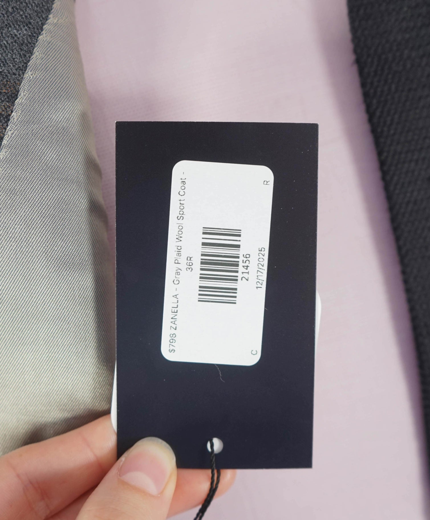 $798 ZANELLA - Gray/Brown Plaid Wool Sport Coat - 46R