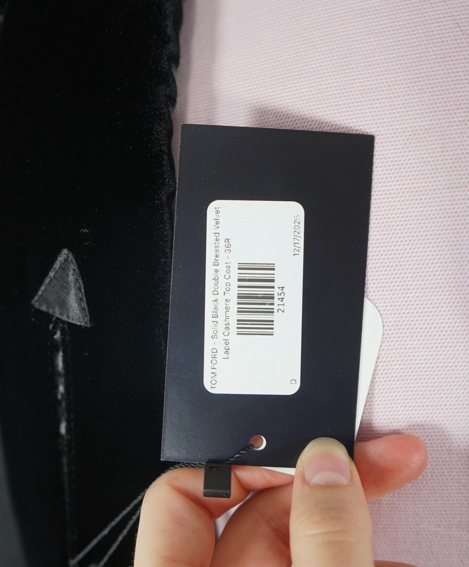 $10,950 TOM FORD - Black Double Breasted Velvet 100% Cashmere Top Coat - 36R