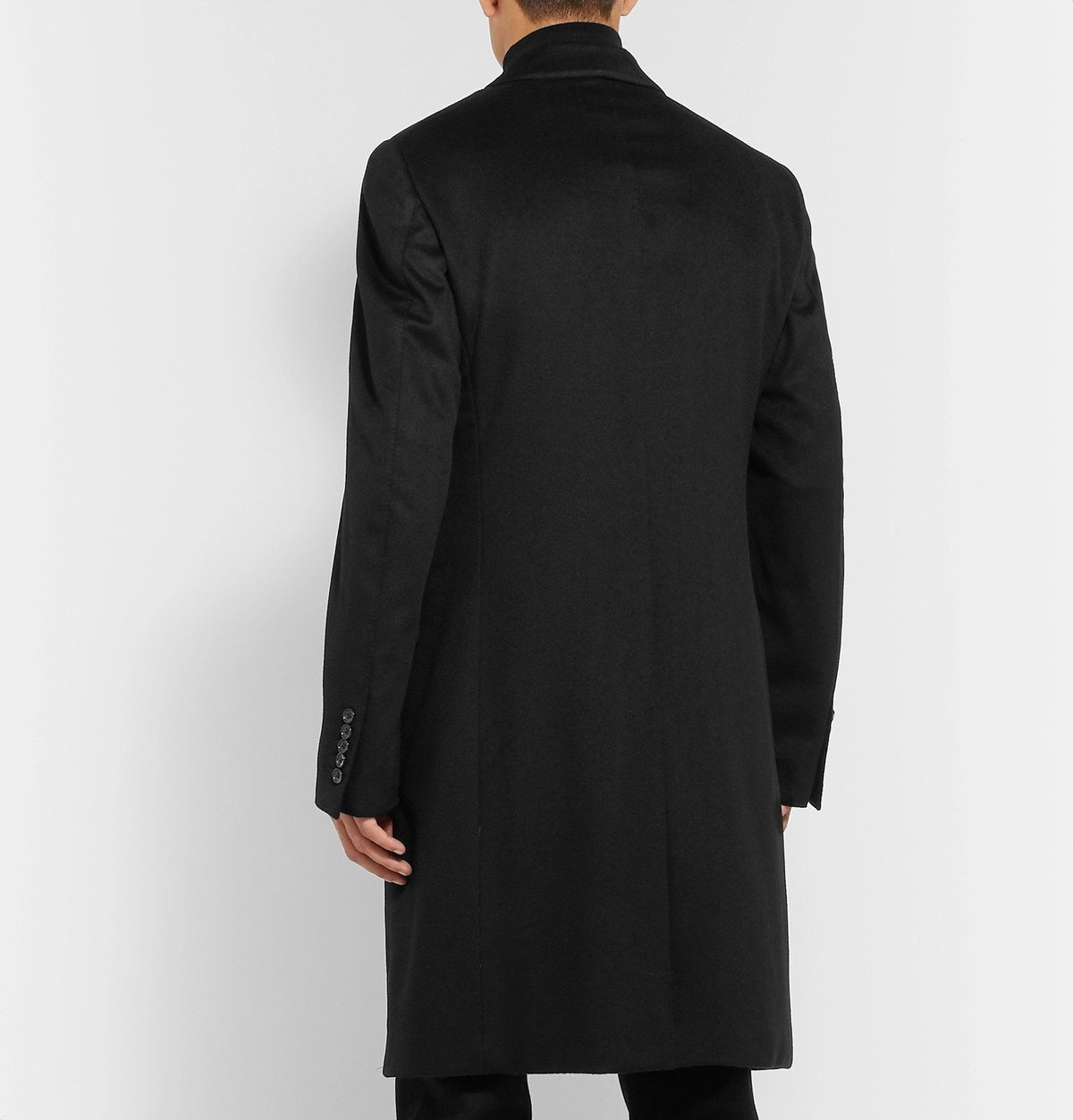 $7,990 TOM FORD - Solid Black 100% Cashmere Top Coat - 44R