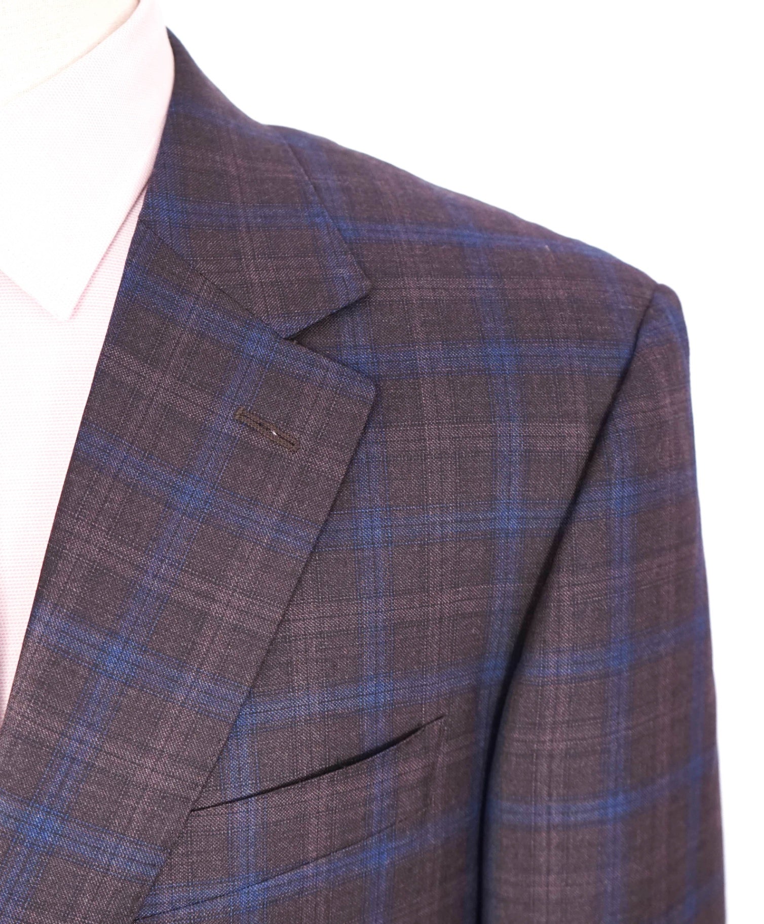 $1,895 CANALI -  Purple/Blue Plaid Wool Blazer - 46R