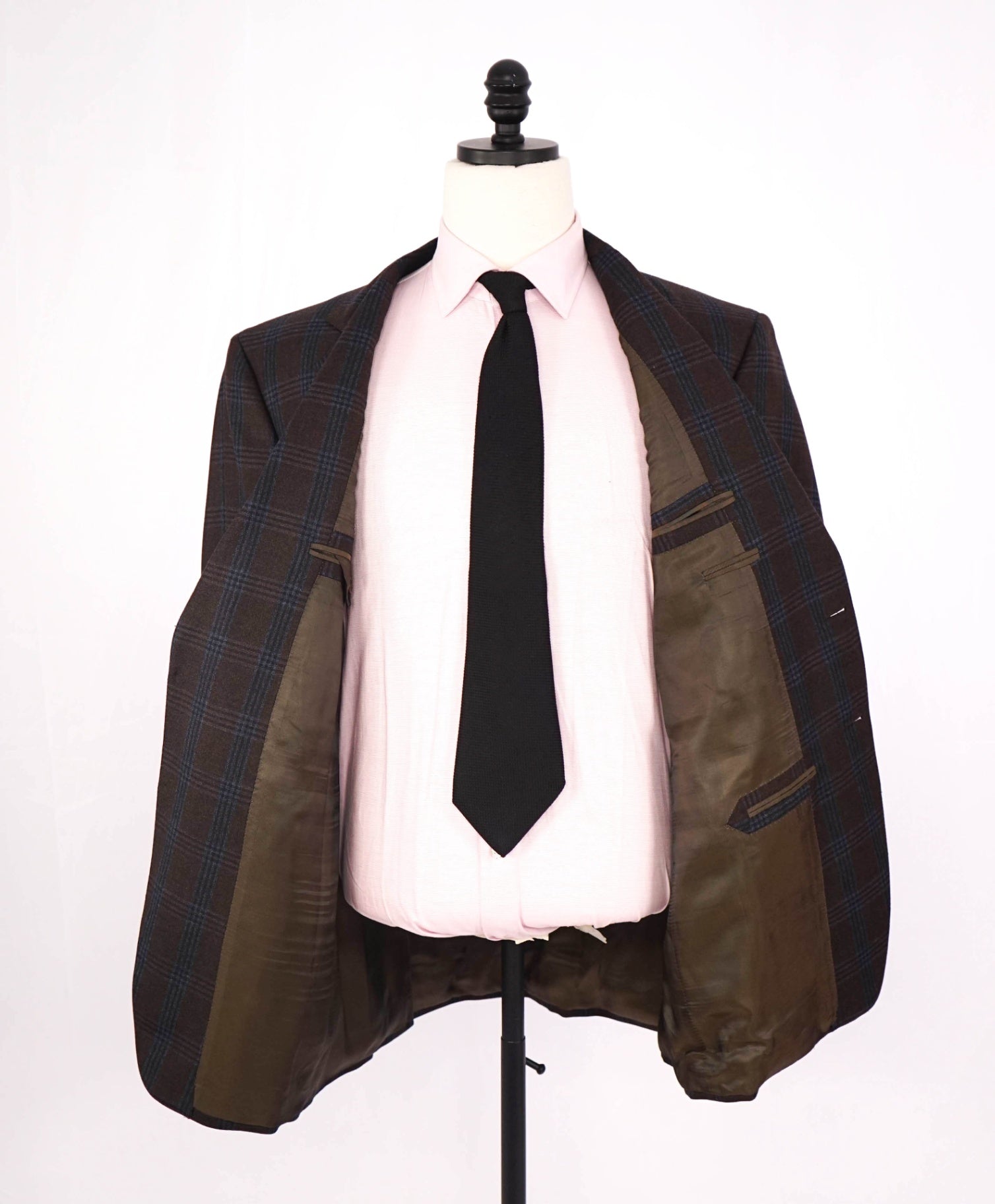 $798 ZANELLA - Brown/Blue Plaid Wool Sport Coat - 46R