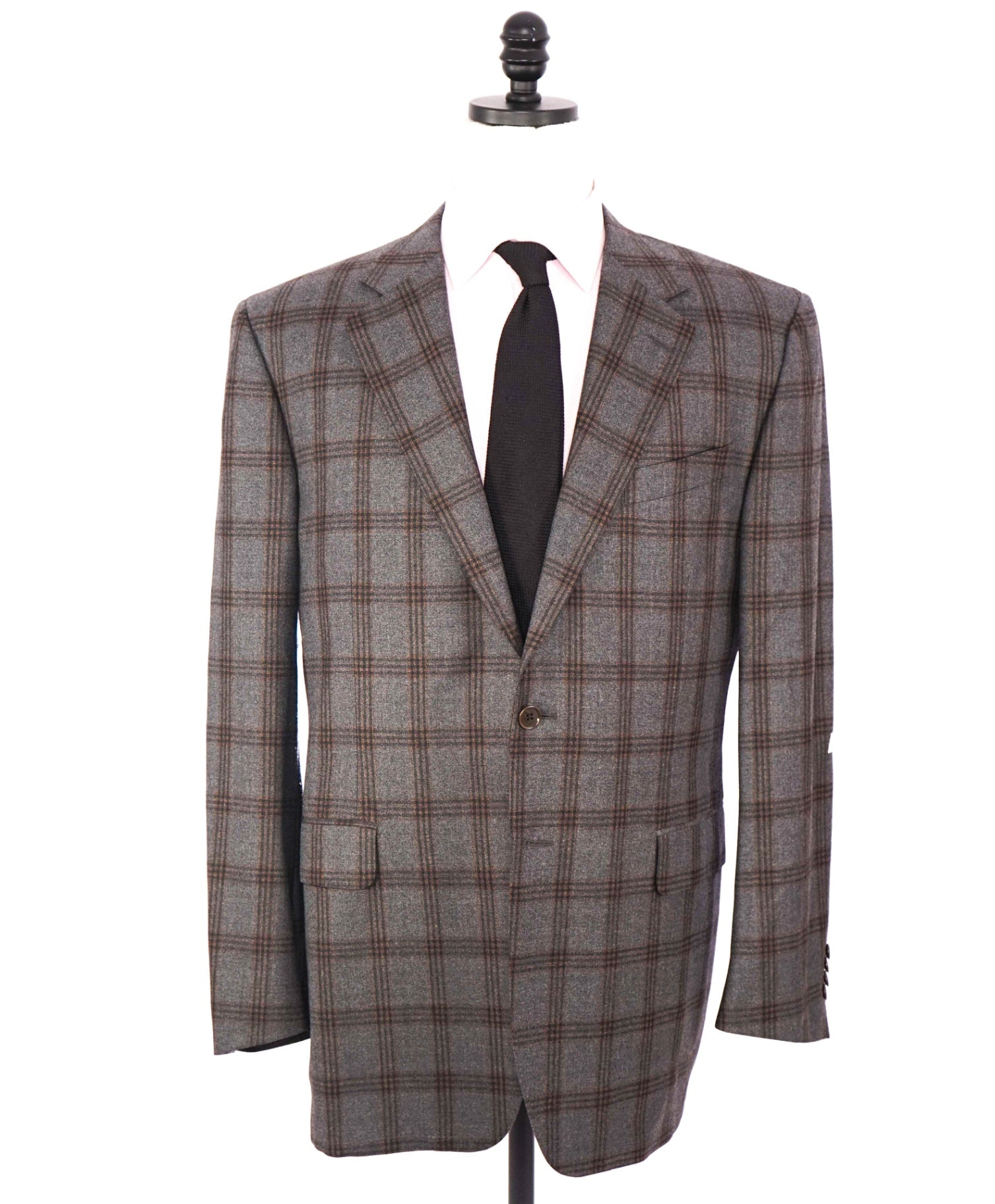 $798 ZANELLA - Gray/Brown Plaid Wool Sport Coat - 46R