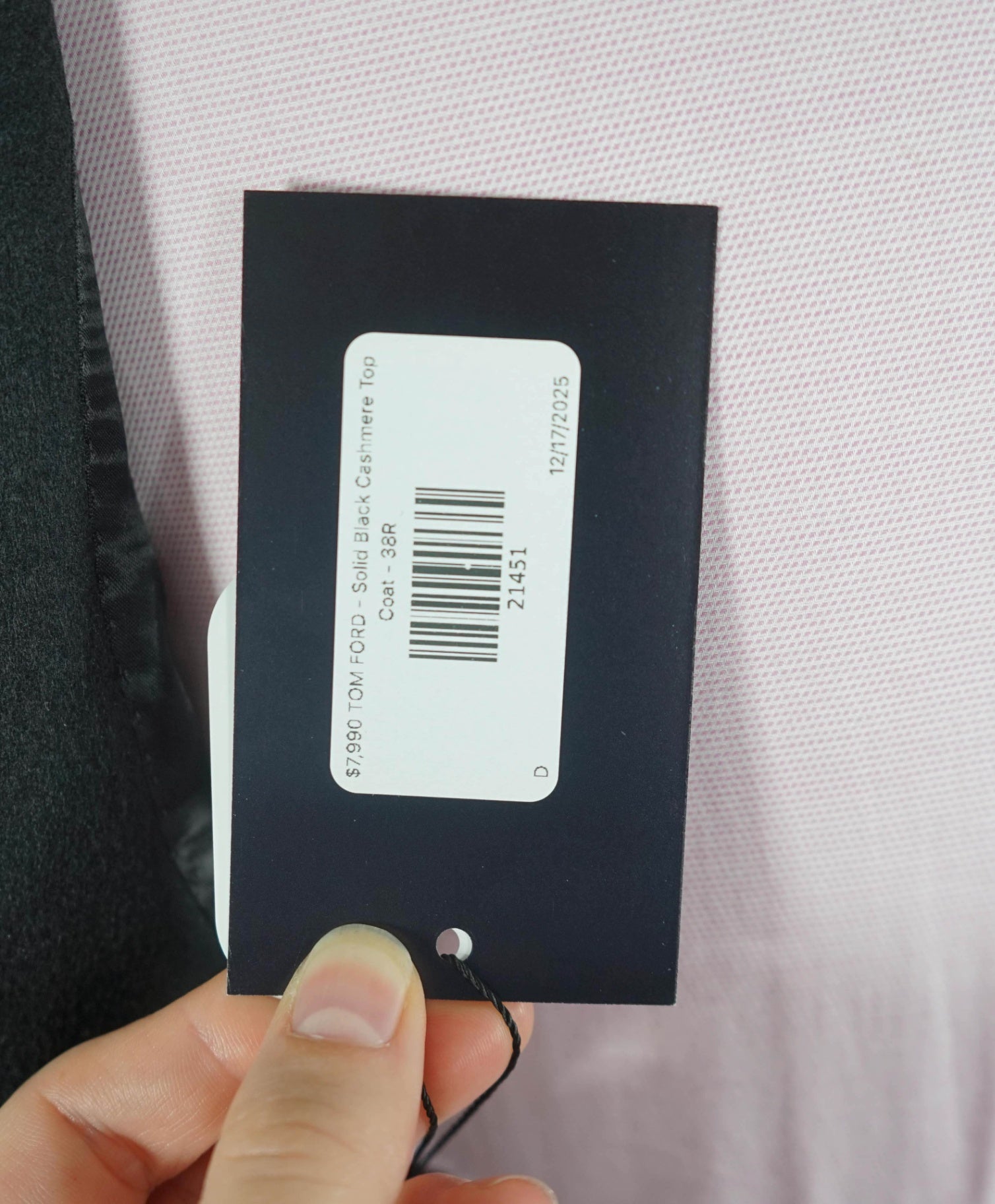 $7,990 TOM FORD - Solid Black 100% Cashmere Top Coat - 38R