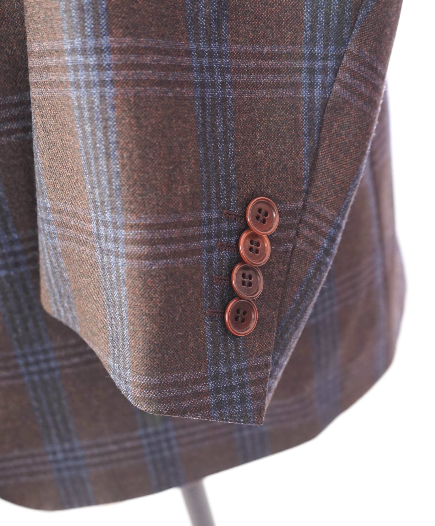$798 ZANELLA - Brown/Blue Plaid Wool Sport Coat - 46R