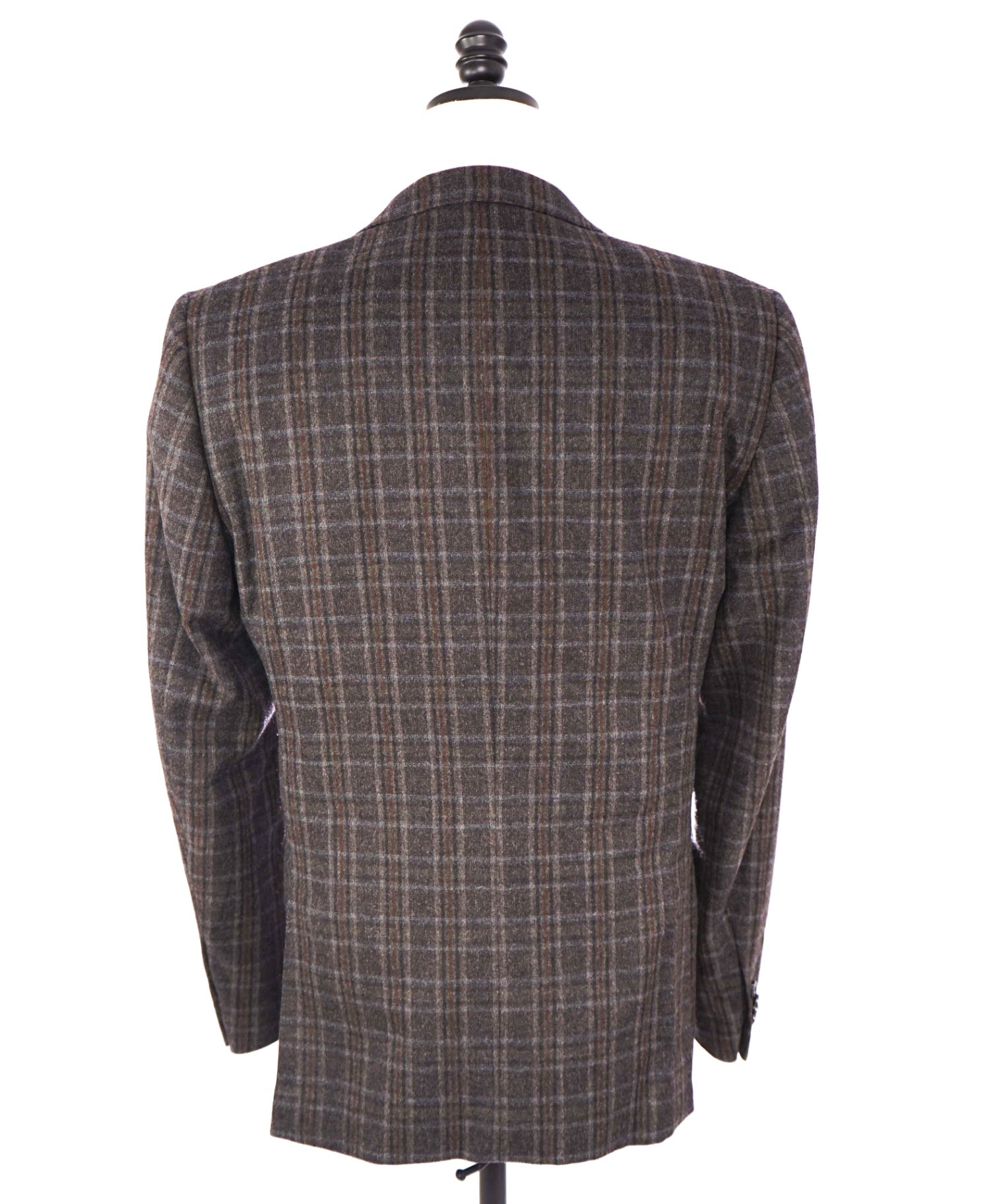 $1,500 Z ZEGNA - Gray/Brown Plaid Flannel Wool/Angora Blazer - 44R