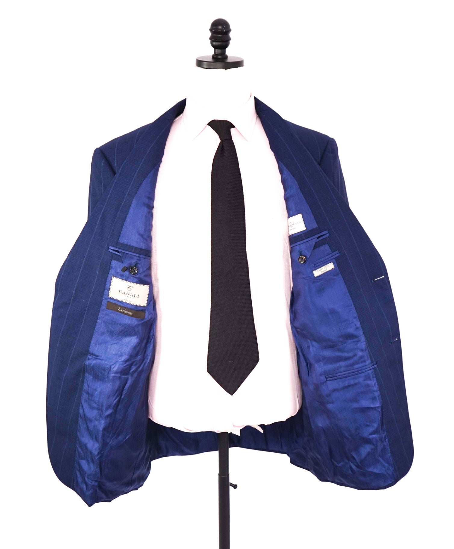 $2,395 CANALI - "Exclusive" Blue Stripe Super 150's Wool Blazer - 46R