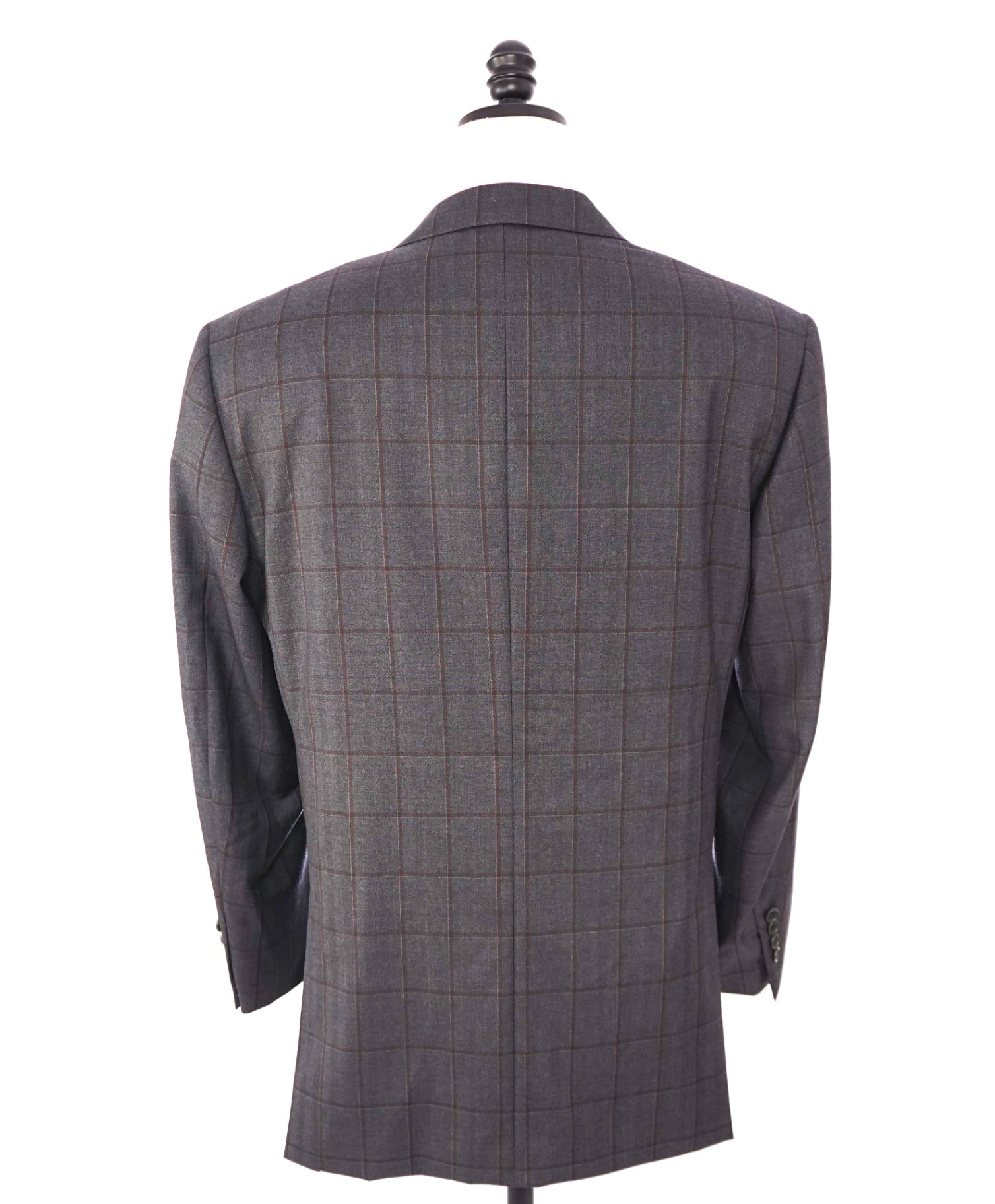 $1,895 CANALI - Gray Windowpane Wool Blazer - 46R