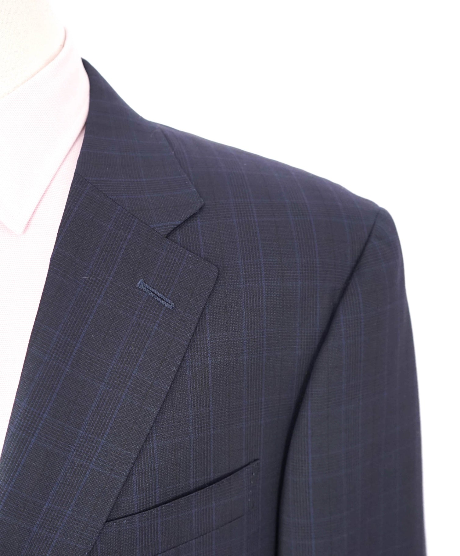 $1,895 CANALI -  Navy Blue Plaid Wool Blazer - 46R