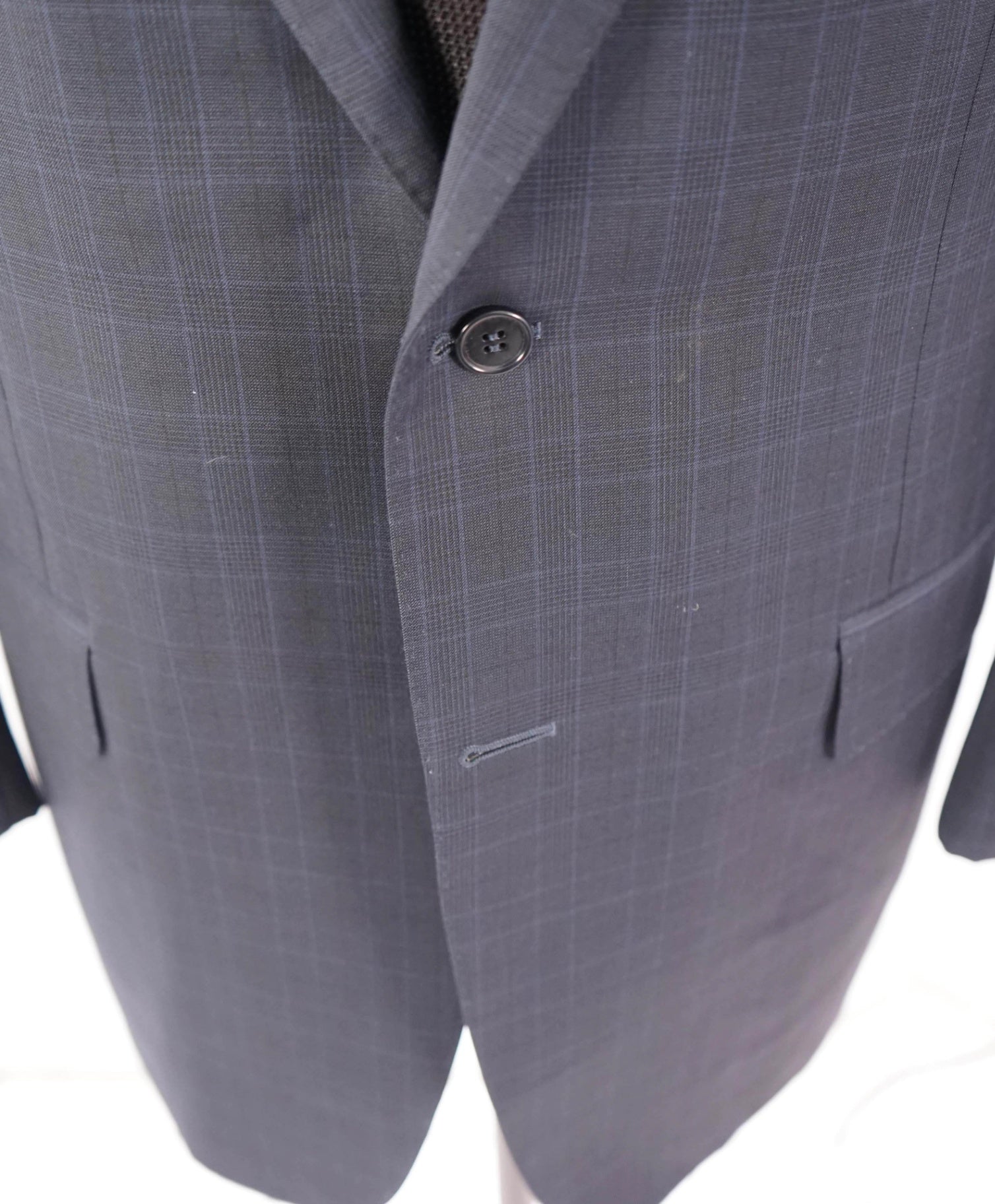 $1,895 CANALI -  Navy Blue Plaid Wool Blazer - 46R