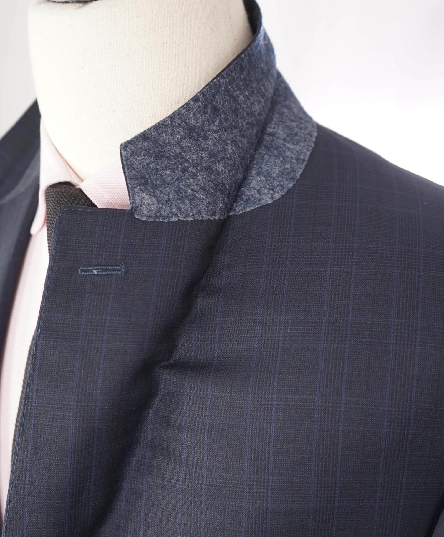 $1,895 CANALI -  Navy Blue Plaid Wool Blazer - 46R