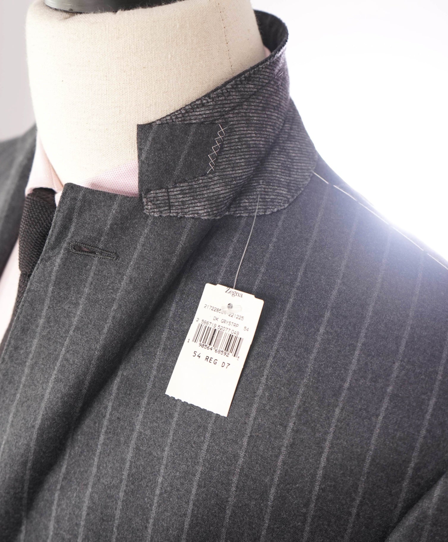 $6,990 ZEGNA - Gray Chalk Stripe TROFEO Cashmere/Wool Suit - 44R