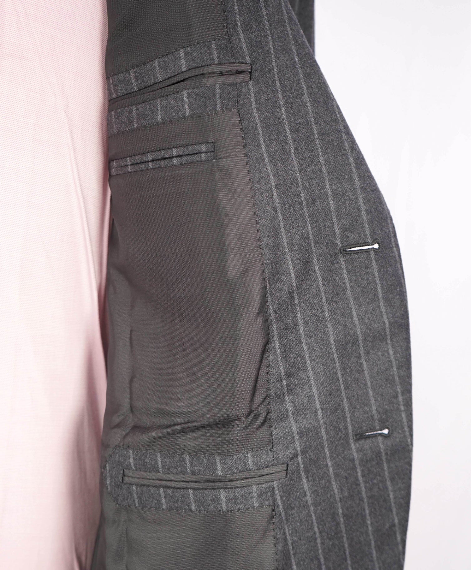 $6,990 ZEGNA - Gray Chalk Stripe TROFEO Cashmere/Wool Suit - 44R