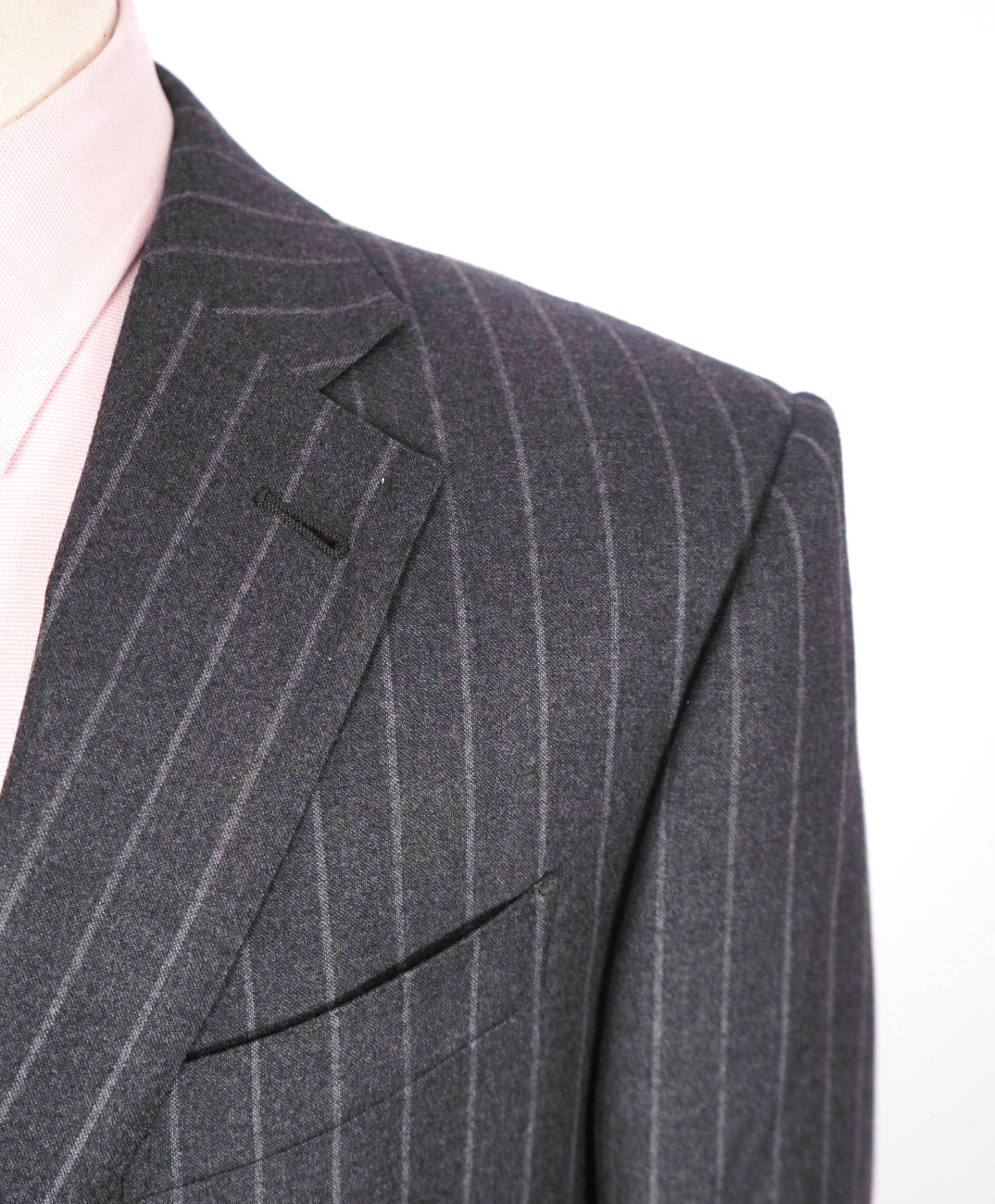$6,990 ZEGNA - Gray Chalk Stripe TROFEO Cashmere/Wool Suit - 44R