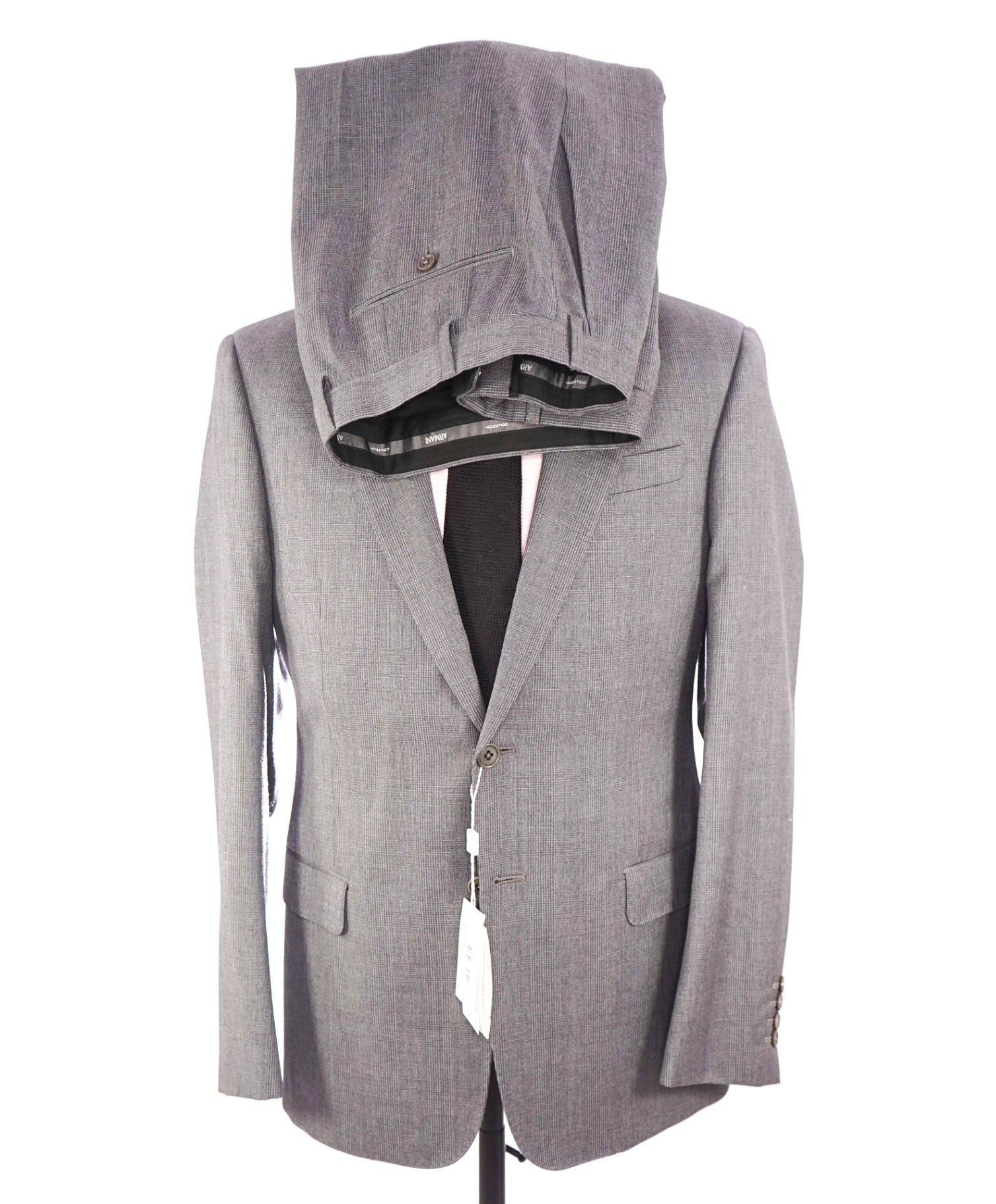 $1,995 ARMANI COLLEZIONI - Gray Plaid Wool "G LINE" Suit - 40R