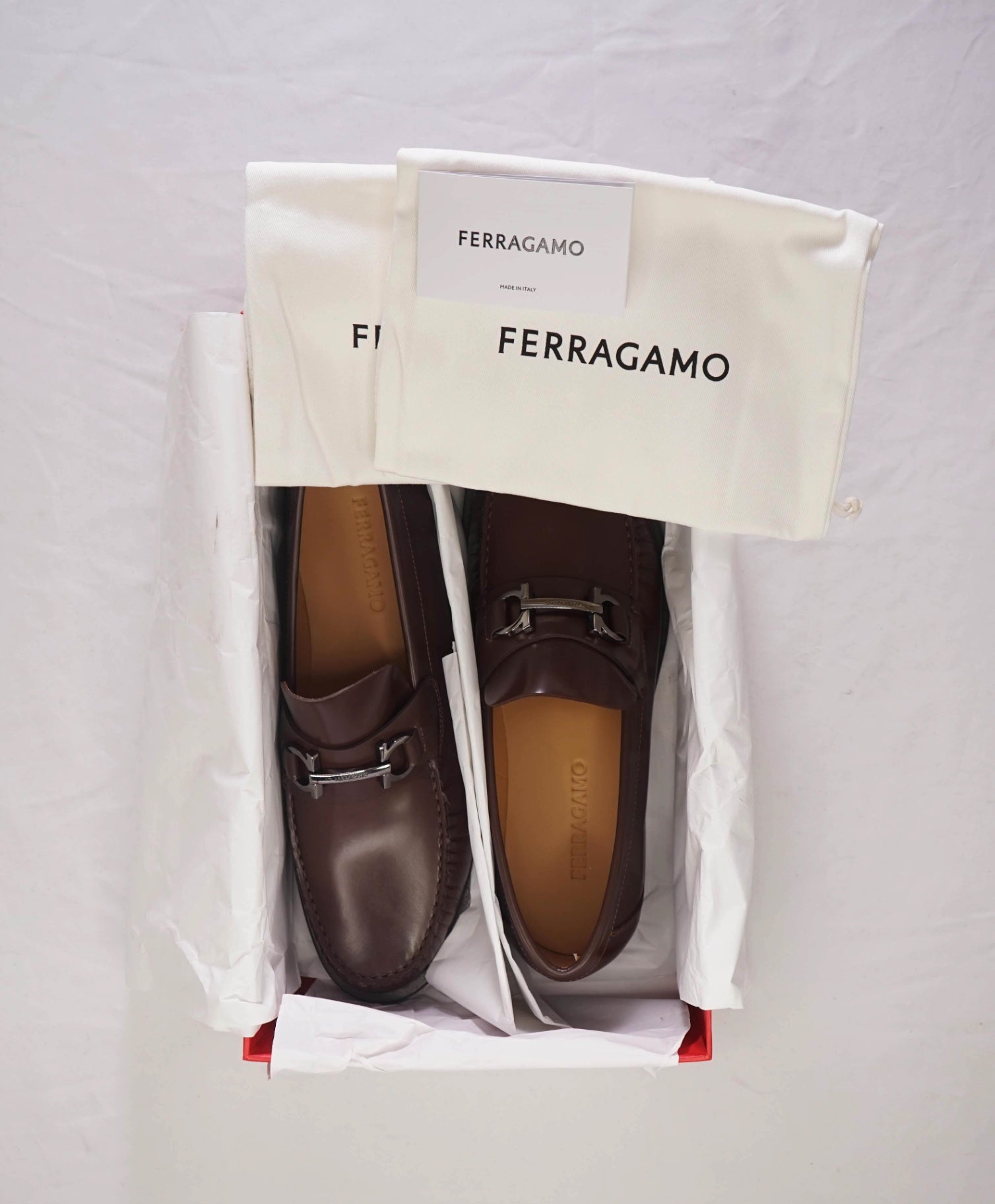 $950 FERRAGAMO - Brown Leather "FORT" Loafers - 10 E