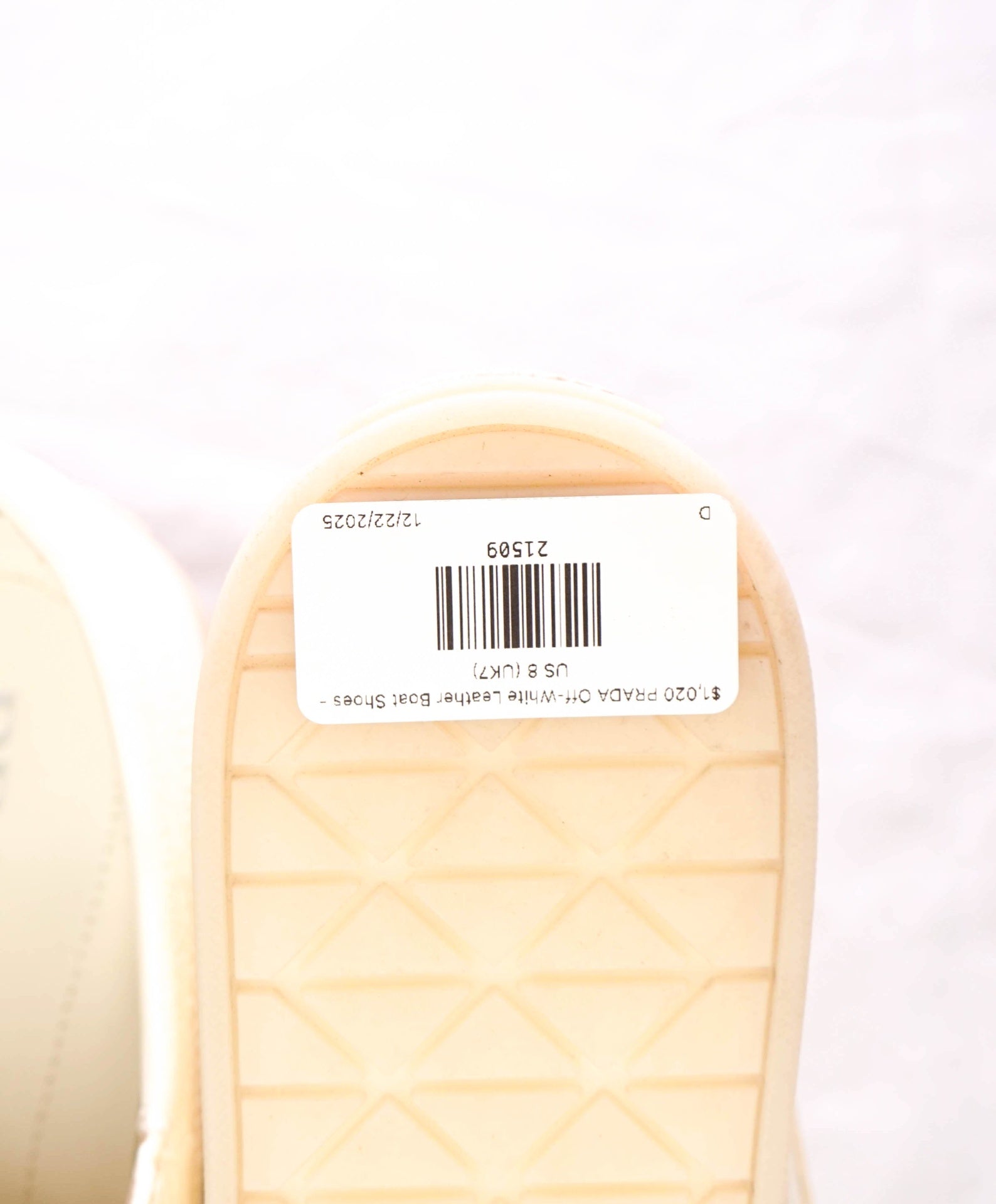$1,020 PRADA - Off-White Leather Boat Shoes - US 8 (UK7)