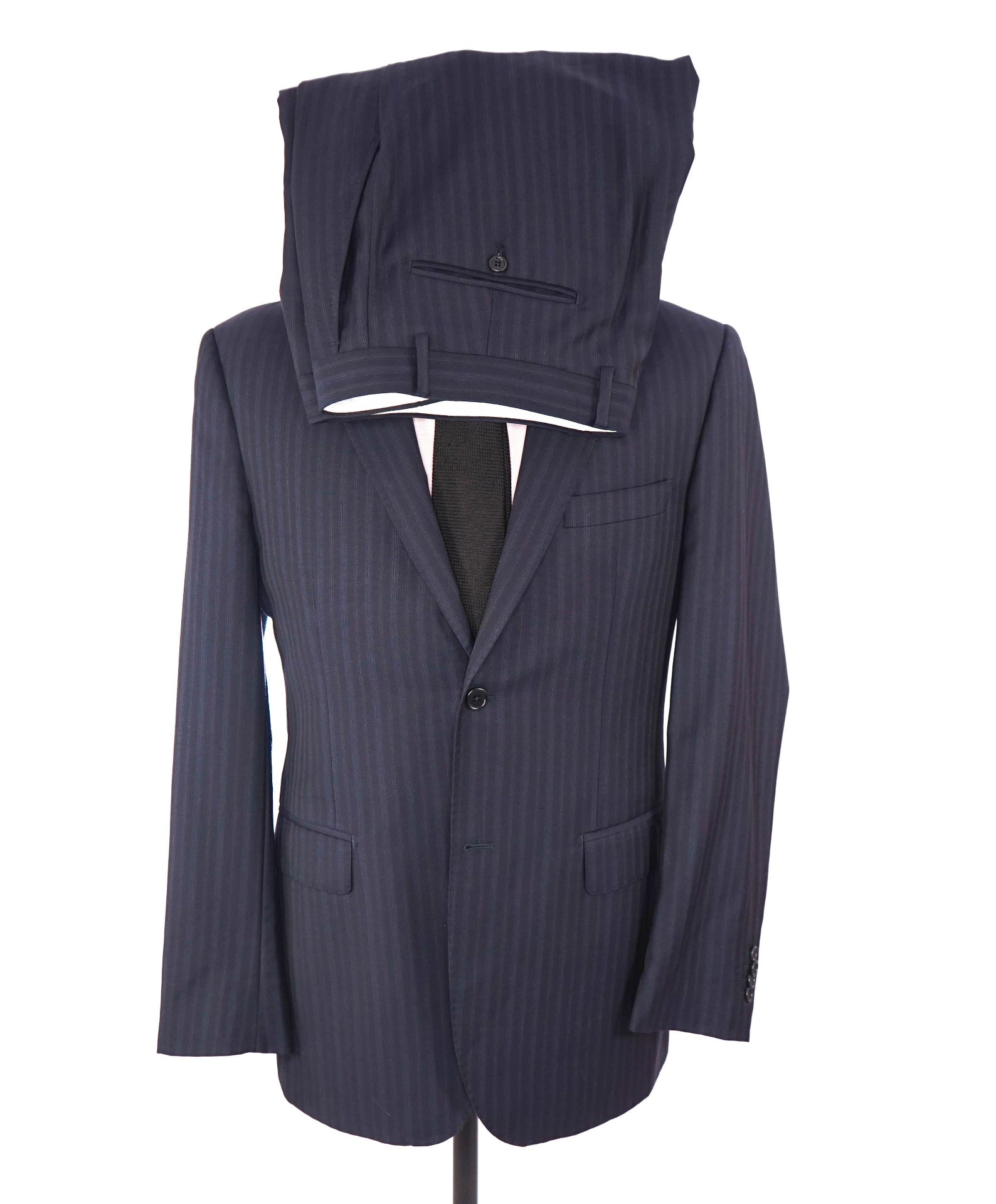 $1,295 ZEGNA for SAKS 5TH AVE - Navy Stripe "CLASSIC" Wool Suit - 42R