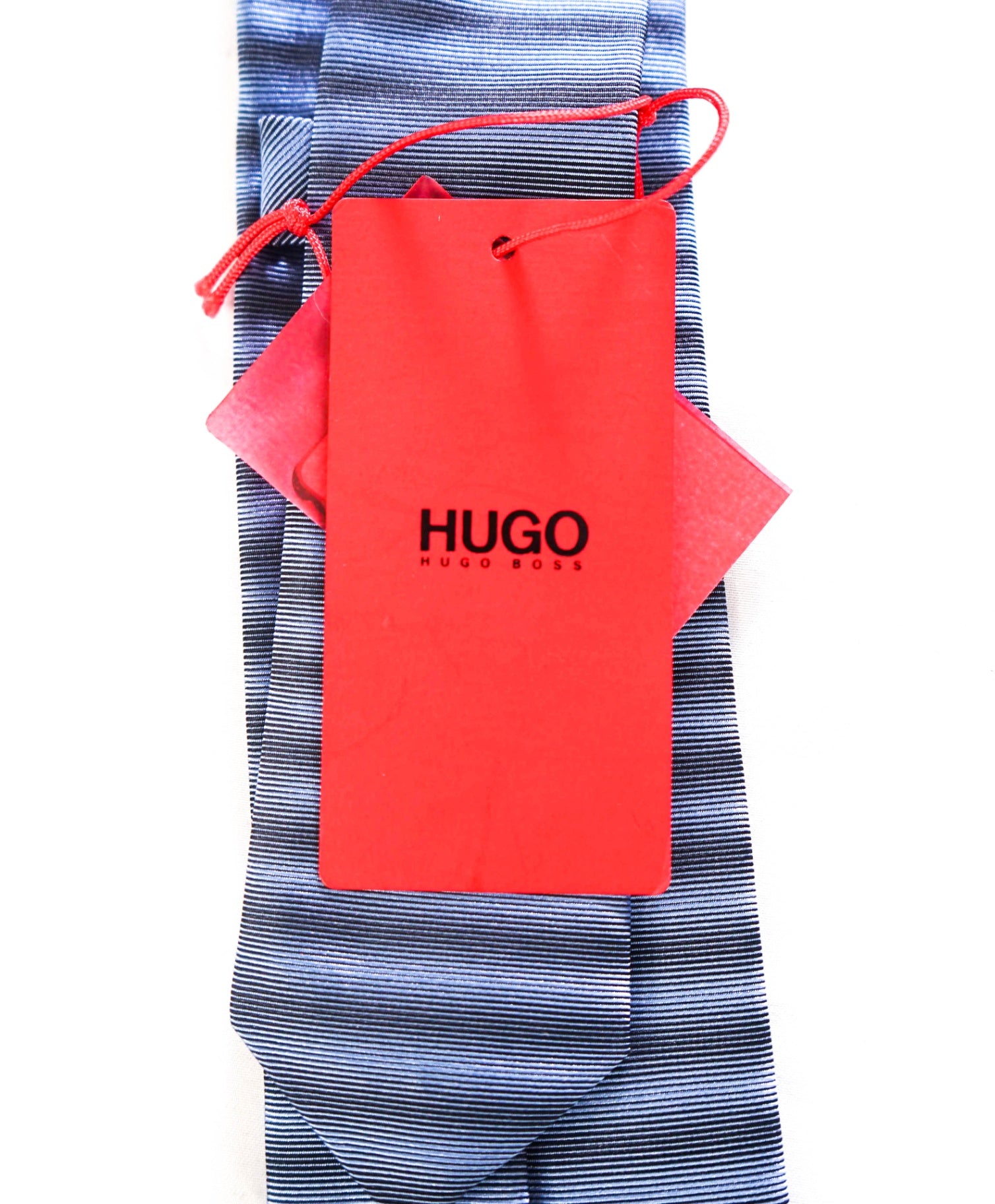 $119 HUGO BOSS - Blue Horizontal Stripe Silk 2.375" - Tie