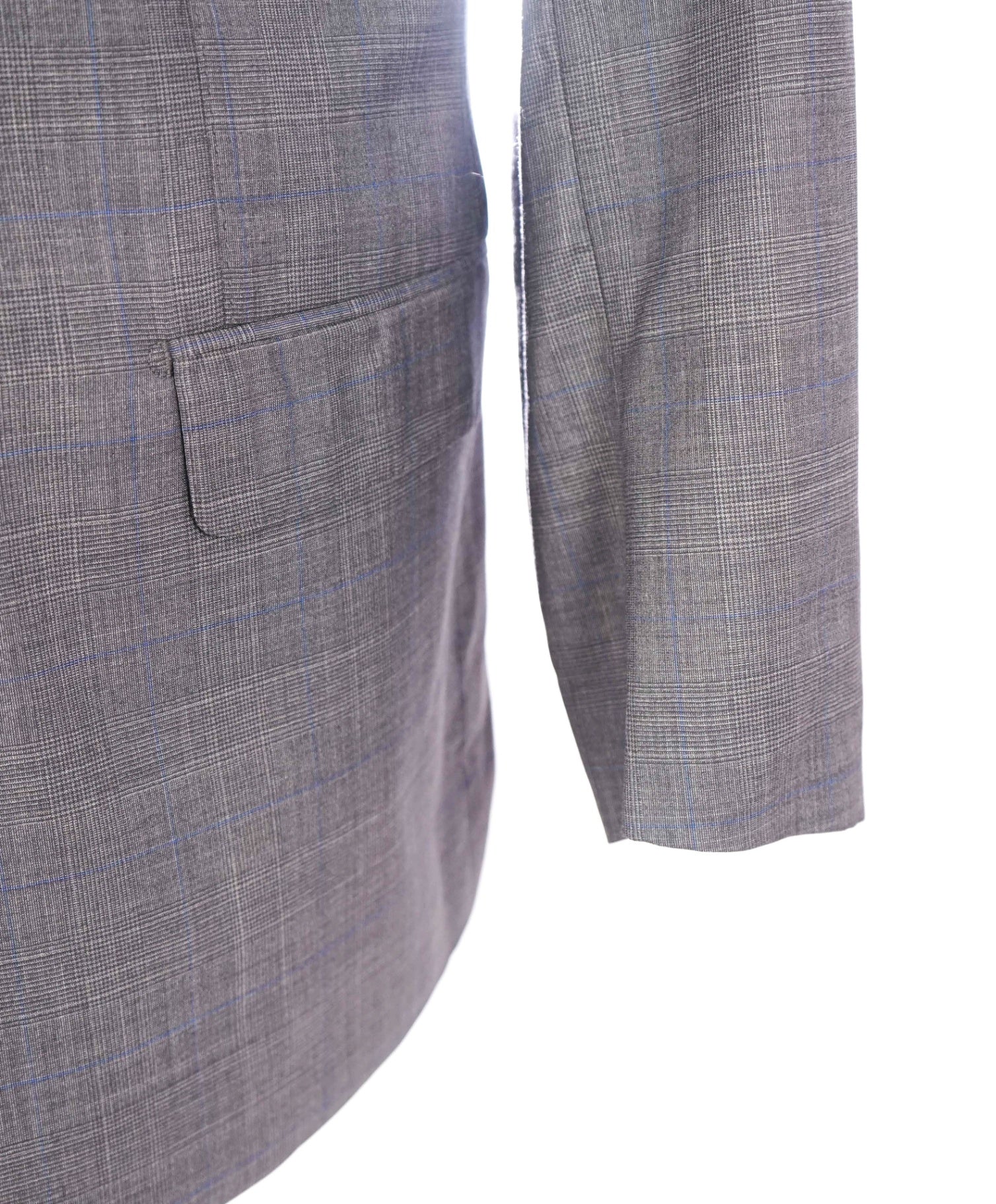 $995 ZEGNA For SAKS 5TH AVE - Modern Fit Gray Check Wool/Silk Blazer -48R