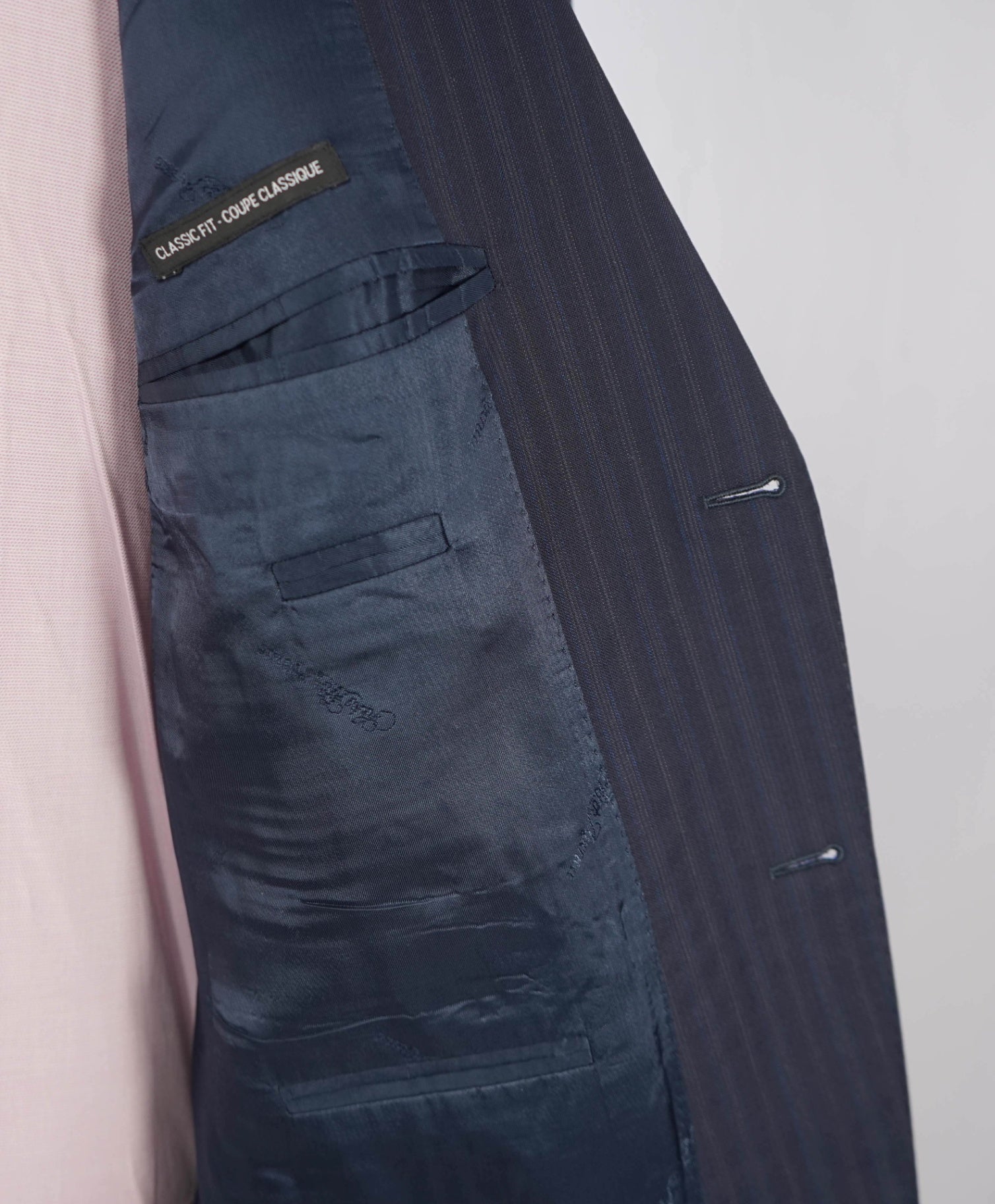 $1,295 ZEGNA for SAKS 5TH AVE - Navy Stripe "CLASSIC" Wool Suit - 42R