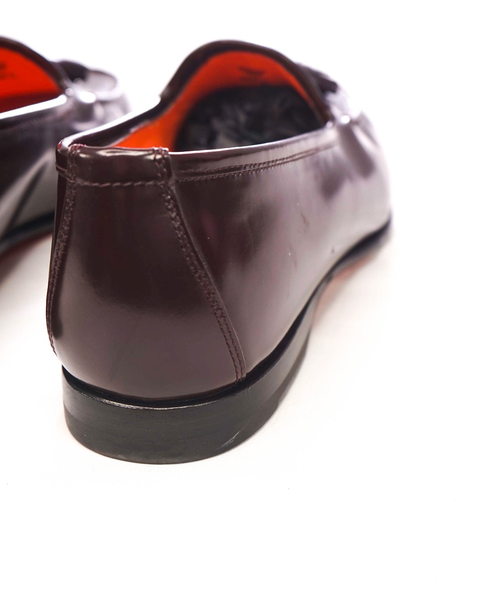 $1,170 SANTONI - Burgundy "GOODYEAR" Leather Tassel Loafers - US 9 (UK8)