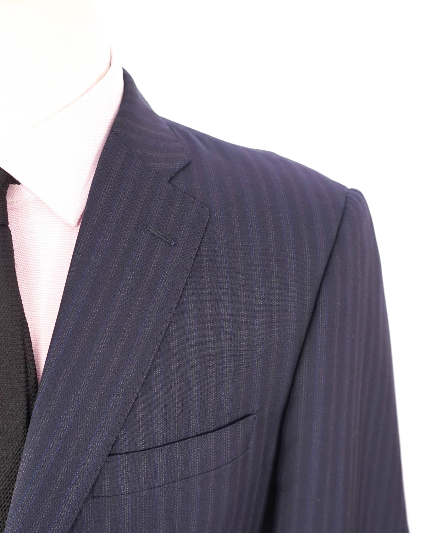$1,295 ZEGNA for SAKS 5TH AVE - Navy Stripe "CLASSIC" Wool Suit - 42R
