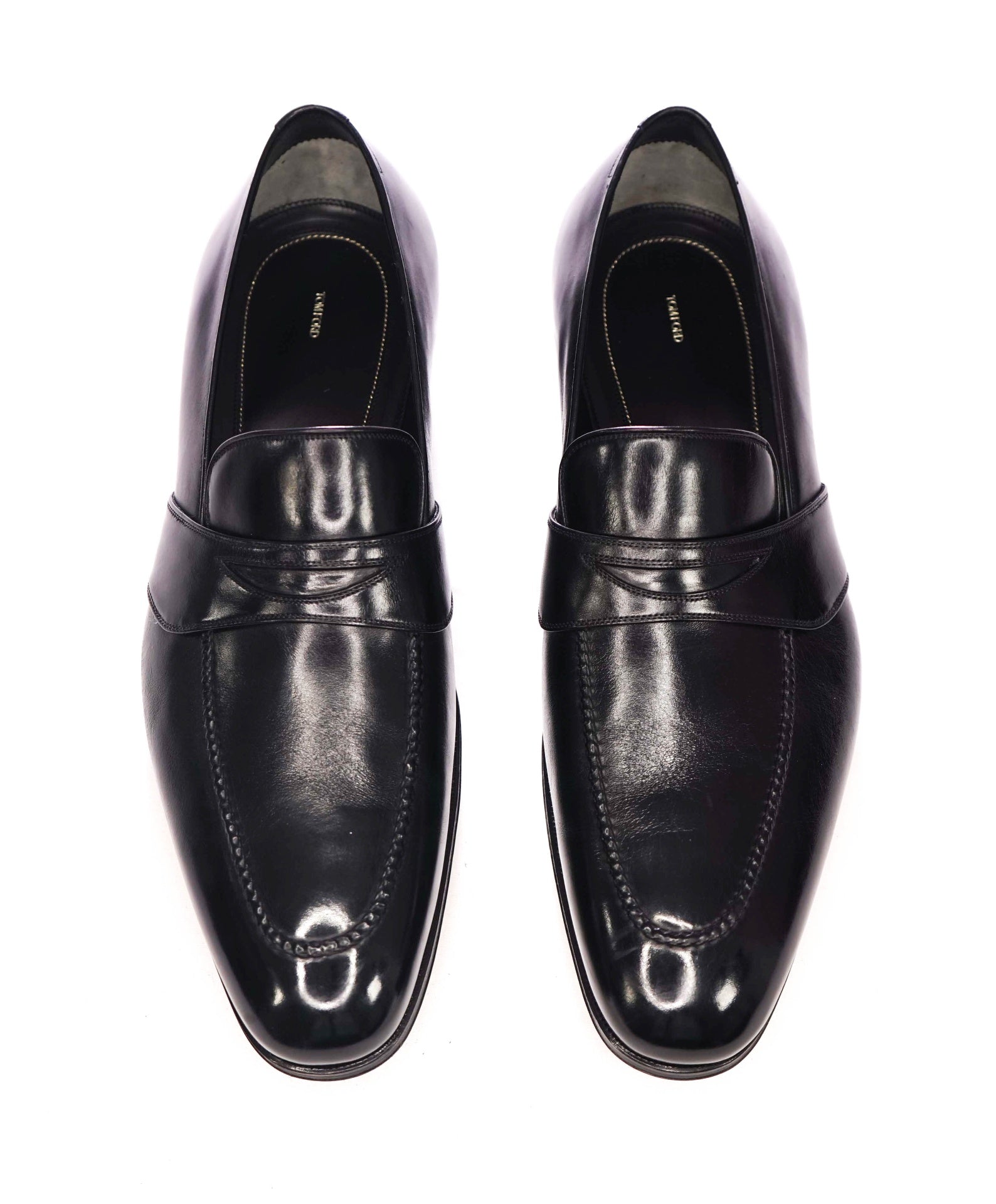 $1,790 TOM FORD - Black Leather Penny Loafers - US 12 EEE (11.5TF)