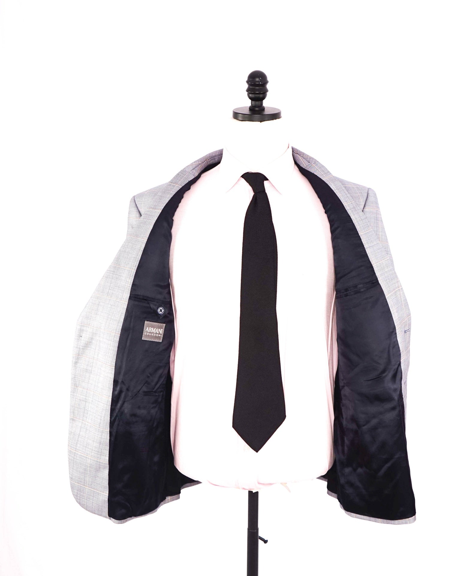 $1,895 ARMANI COLLEZIONI - Gray Windowpane Wool Suit - 42S