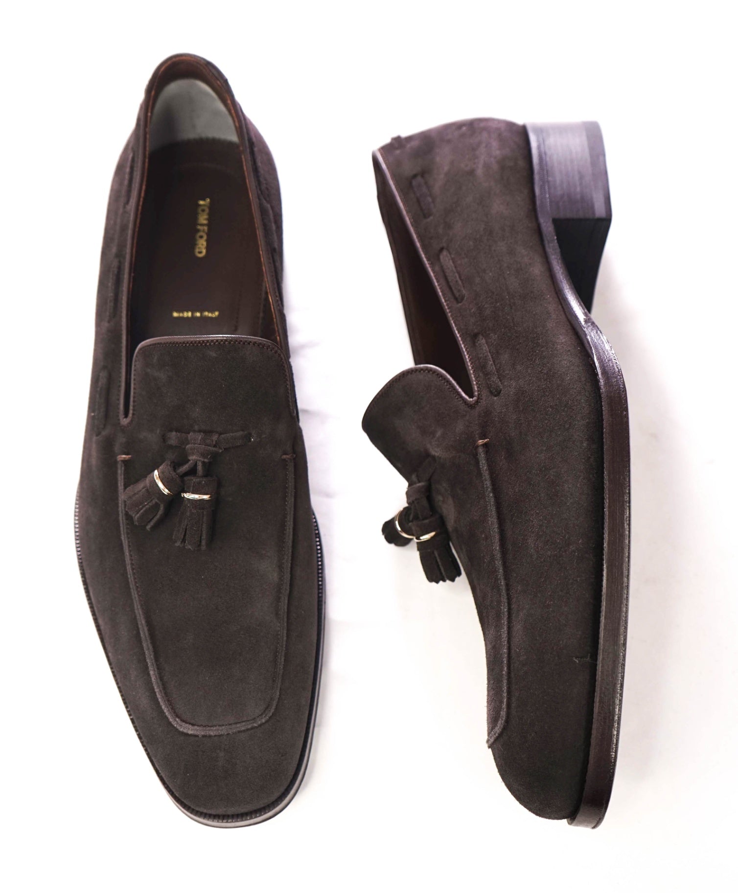 $1,890 TOM FORD - Brown Suede "Edgar" Tassel Loafers - US 11 (10.5TF)