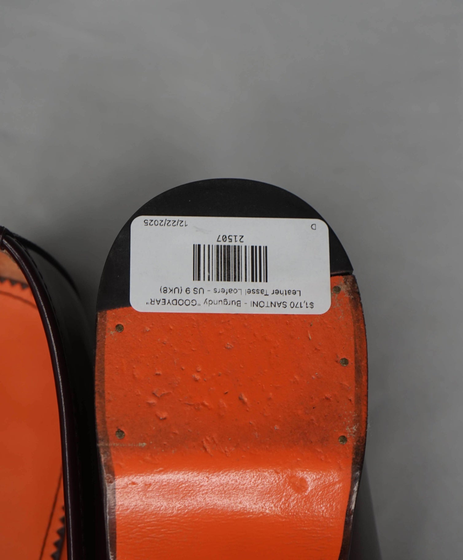 $1,170 SANTONI - Burgundy "GOODYEAR" Leather Tassel Loafers - US 9 (UK8)