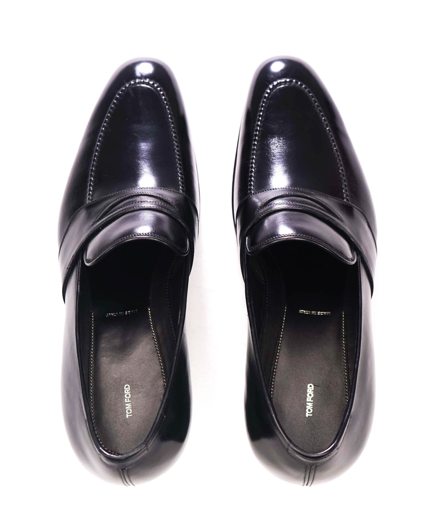 $1,790 TOM FORD - Black Leather Penny Loafers - US 8 EE (7.5TF)