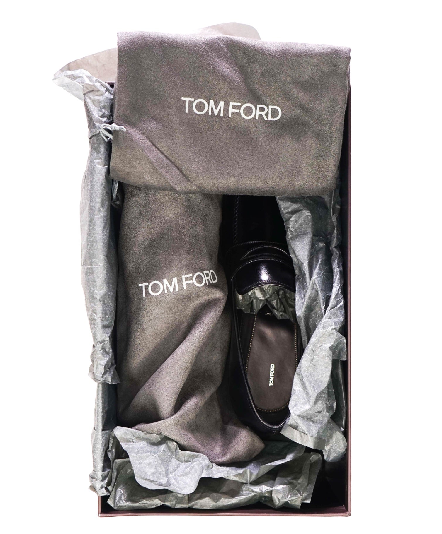 $1,790 TOM FORD - Black Leather Penny Loafers - US 7 EE (6.5TF)