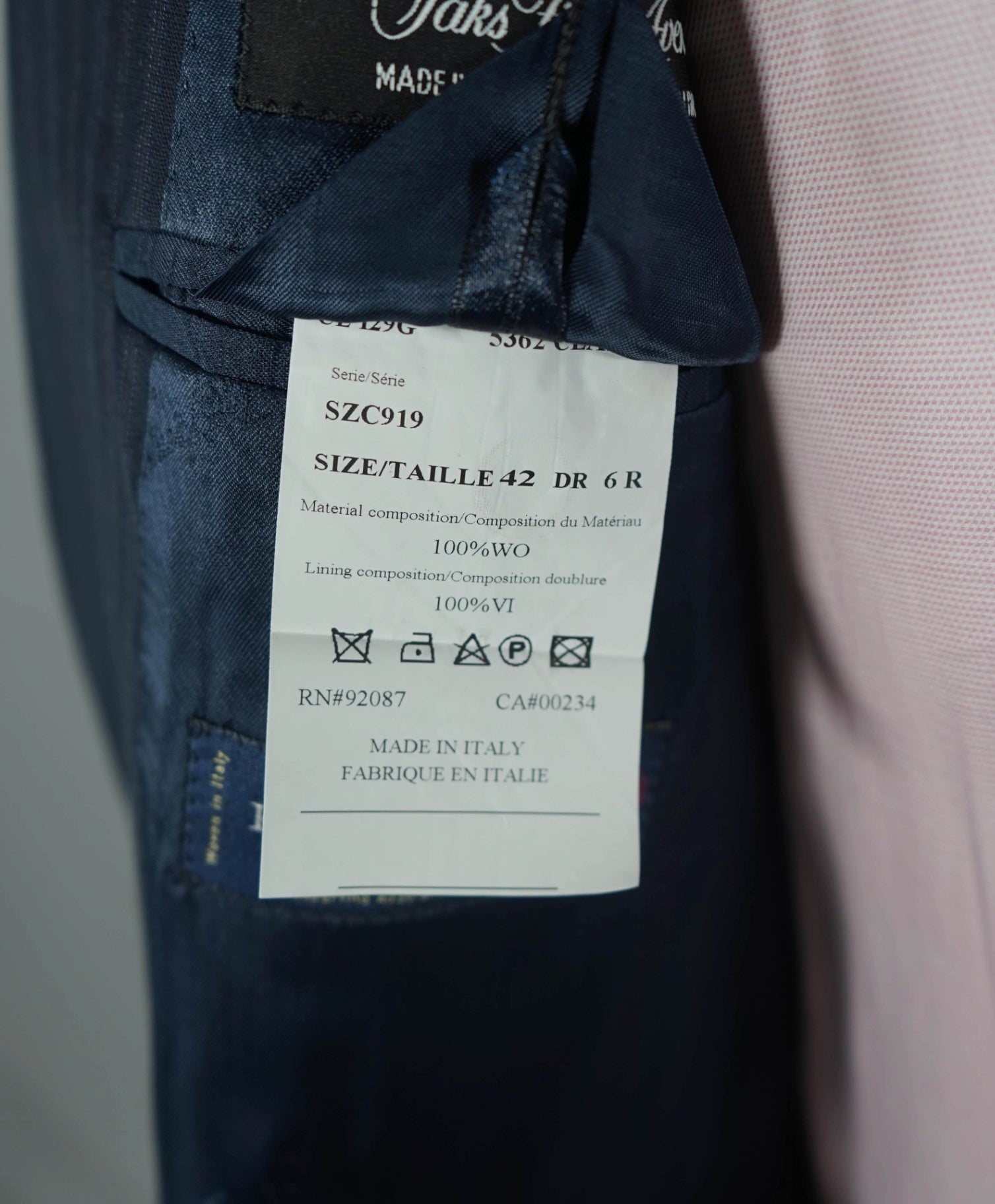 $1,295 ZEGNA for SAKS 5TH AVE - Navy Stripe "CLASSIC" Wool Suit - 42R