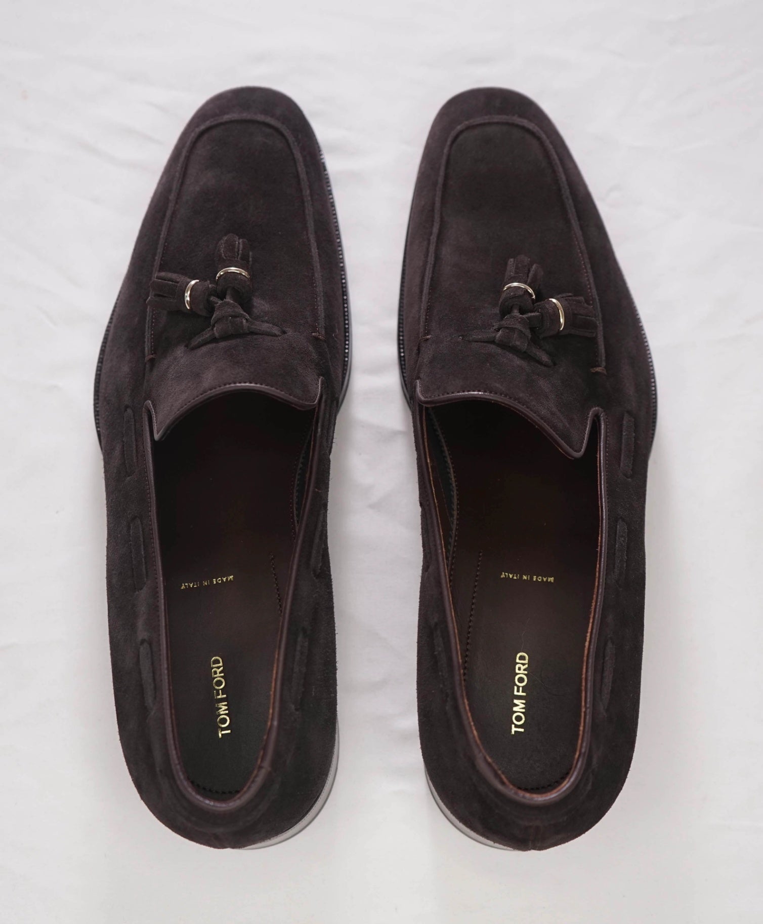$1,890 TOM FORD - Brown Suede "Edgar" Tassel Loafers - US 11 (10.5TF)