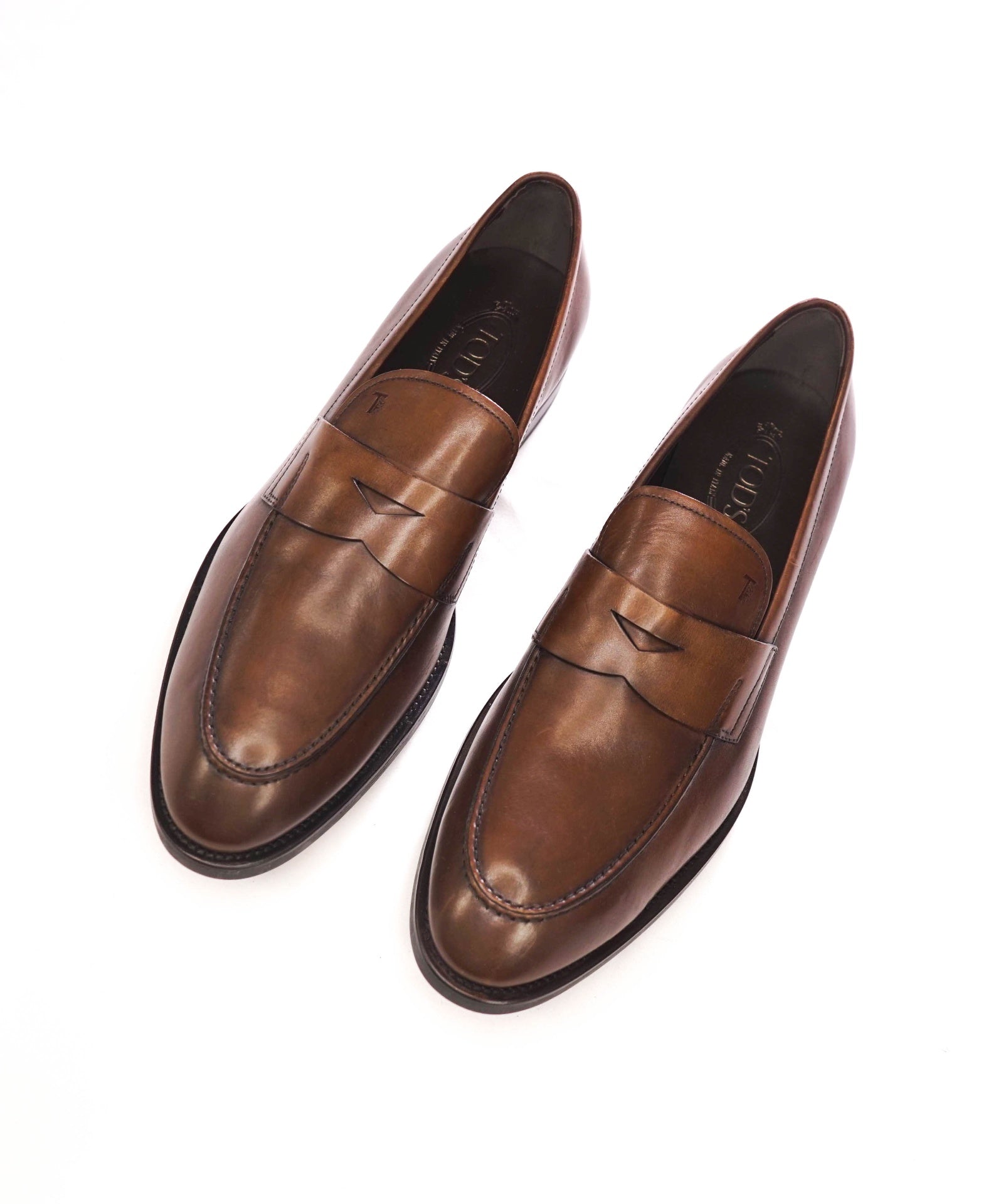$850 TOD'S - Boston Penny Brown Leather Loafers - US 12 (UK11)