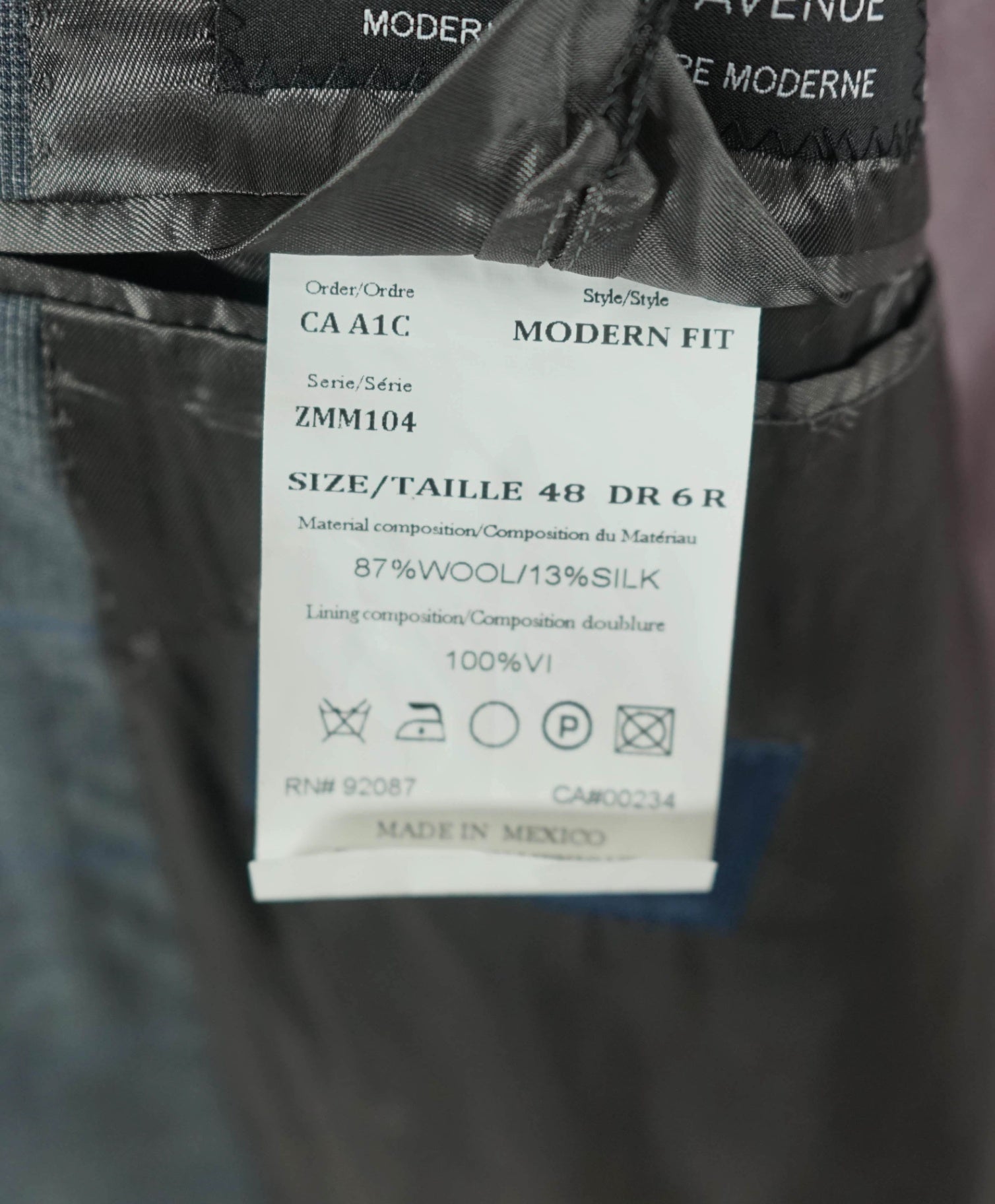 $995 ZEGNA For SAKS 5TH AVE - Modern Fit Gray Check Wool/Silk Blazer -48R