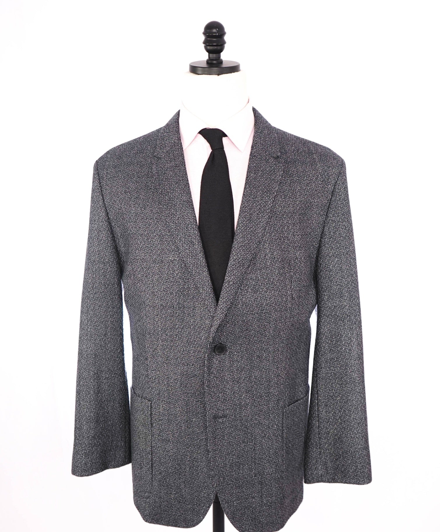 $1,199 HUGO BOSS - Textured Dark Gray Wool Blazer - 46R