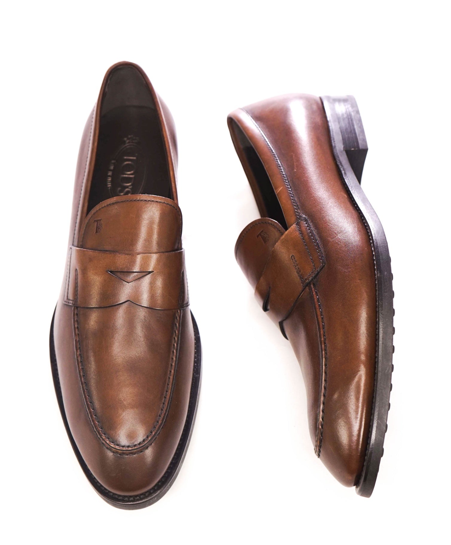 $850 TOD'S - Boston Penny Brown Leather Loafers - US 12 (UK11)