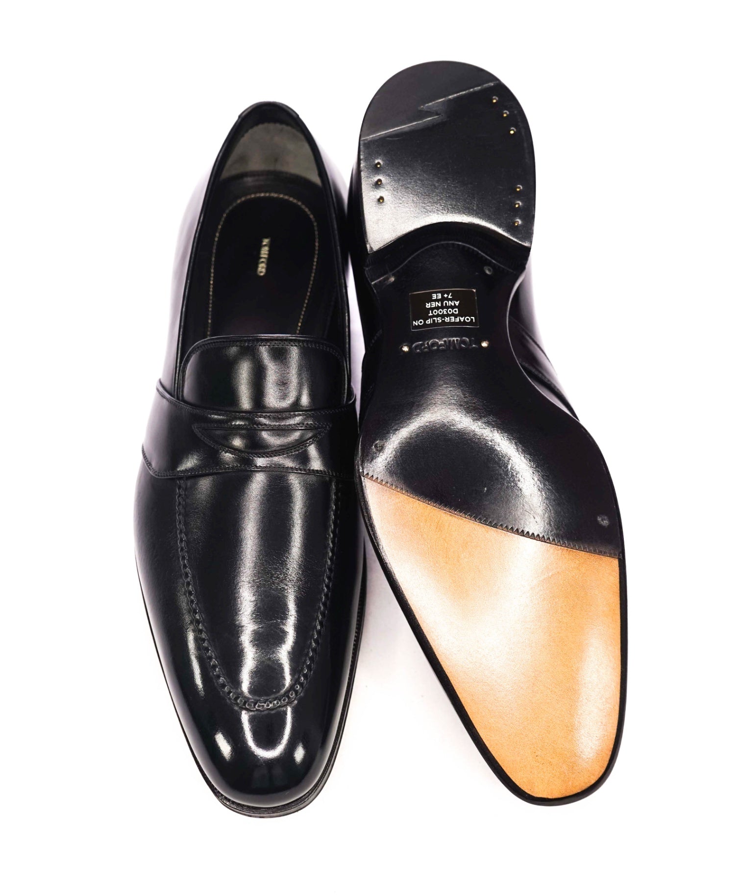 $1,790 TOM FORD - Black Leather Penny Loafers - US 8 EE (7.5TF)