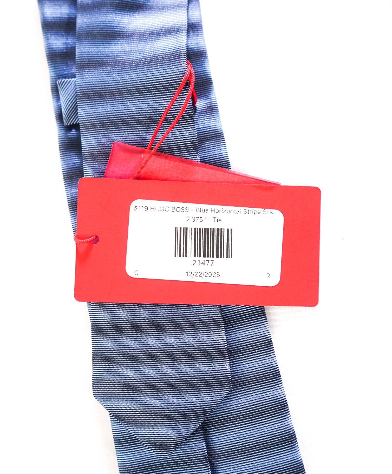 $119 HUGO BOSS - Blue Horizontal Stripe Silk 2.375" - Tie