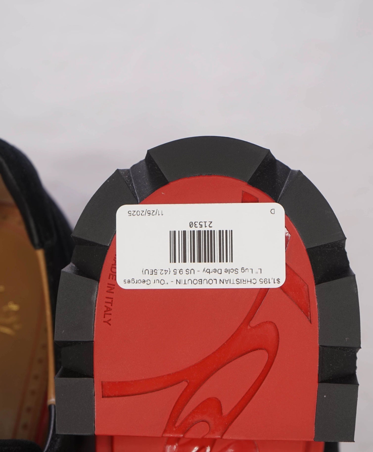 $1,195 CHRISTIAN LOUBOUTIN - "Our Georges L" Lug Sole Derby - US 9.5 (42.5EU)