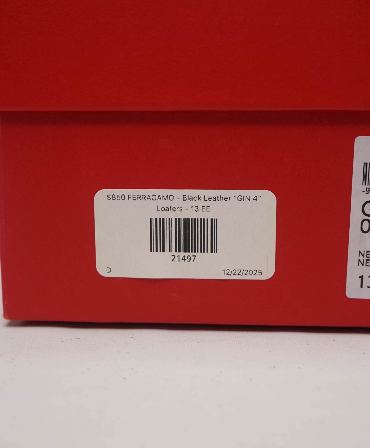 $850 FERRAGAMO - Black Leather "GIN 4" Loafers - 13 EE