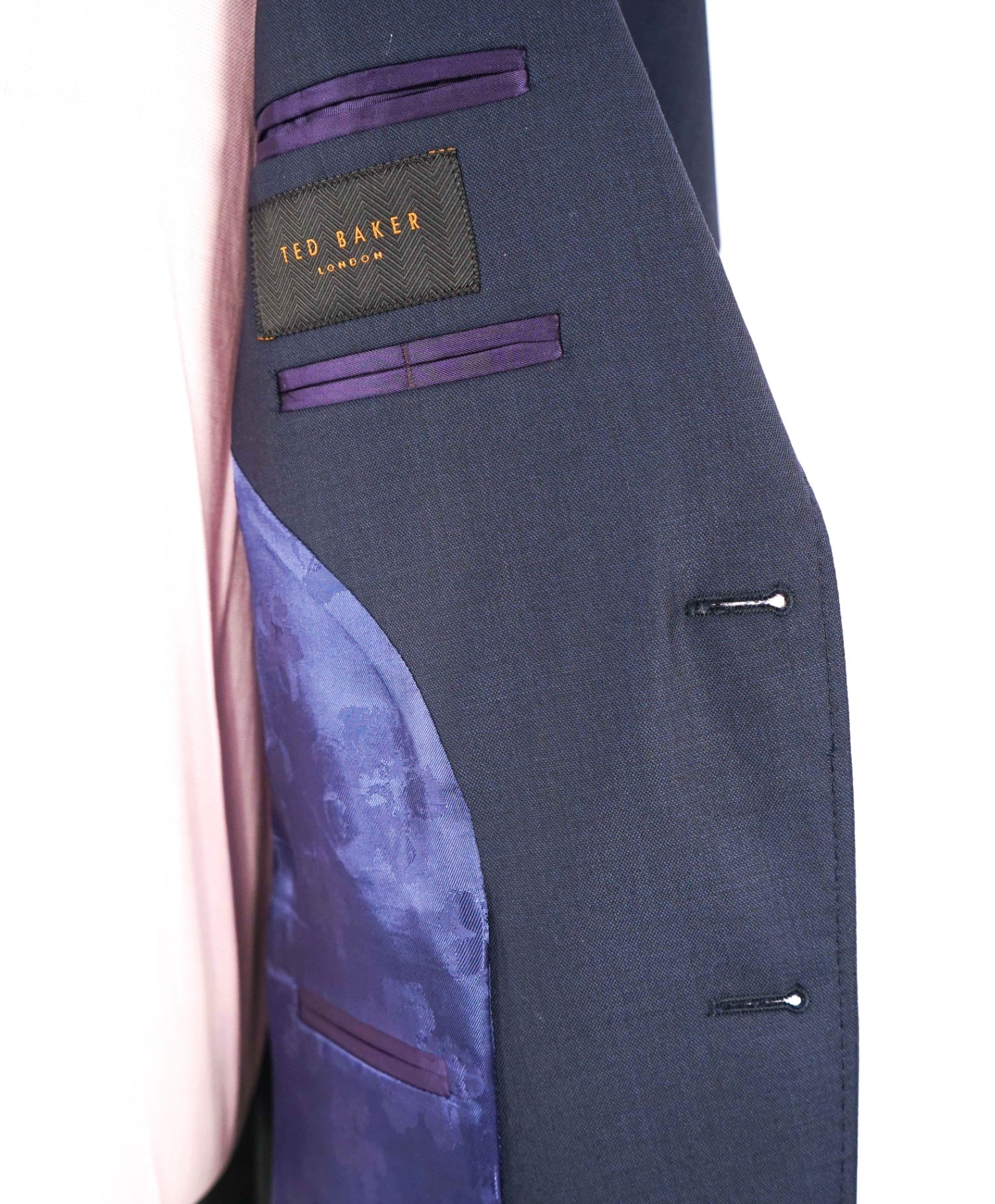 $595 TED BAKER - Solid Navy Blue Wool Blazer - 44R