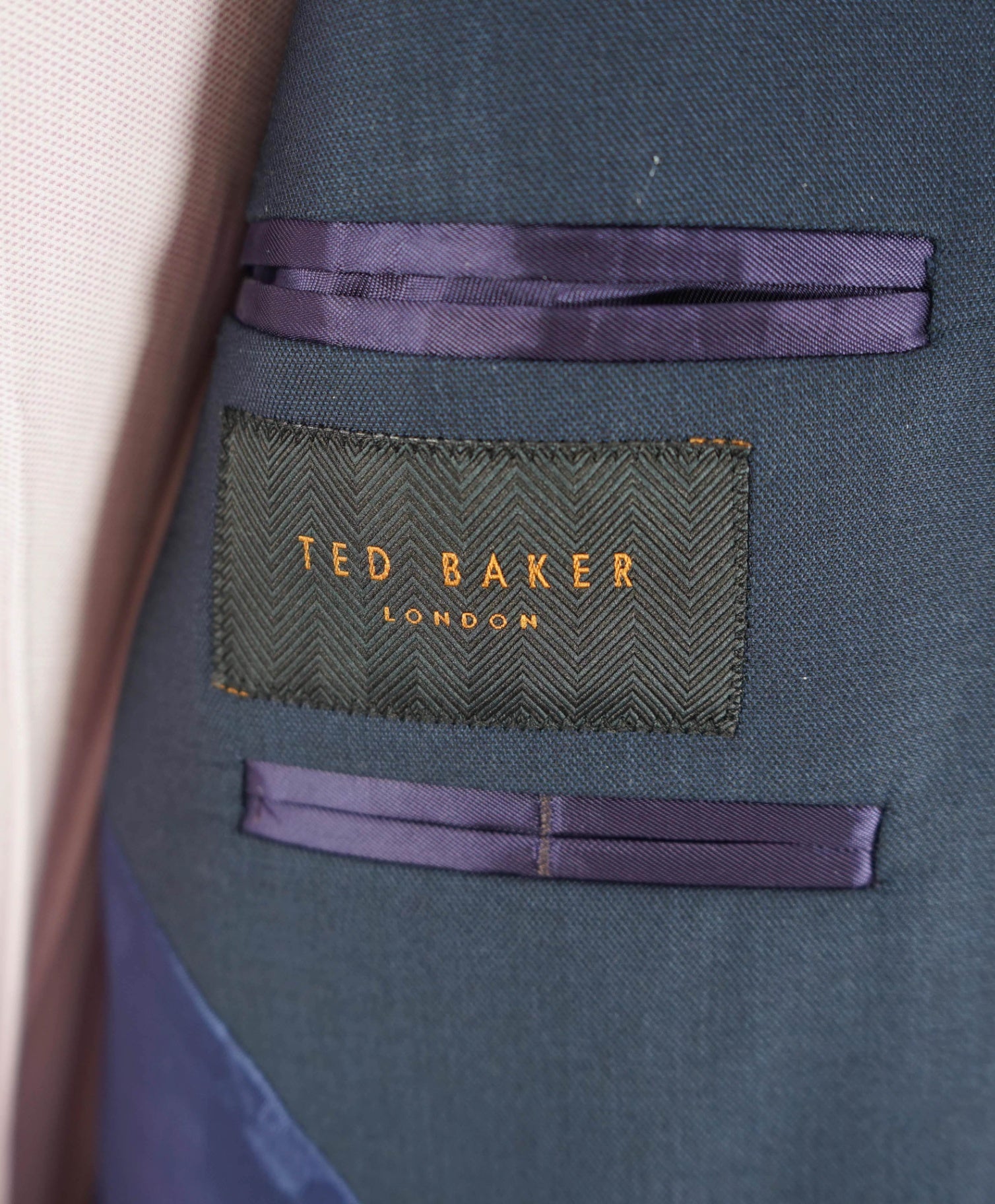 $595 TED BAKER - Solid Navy Blue Wool Blazer - 44R