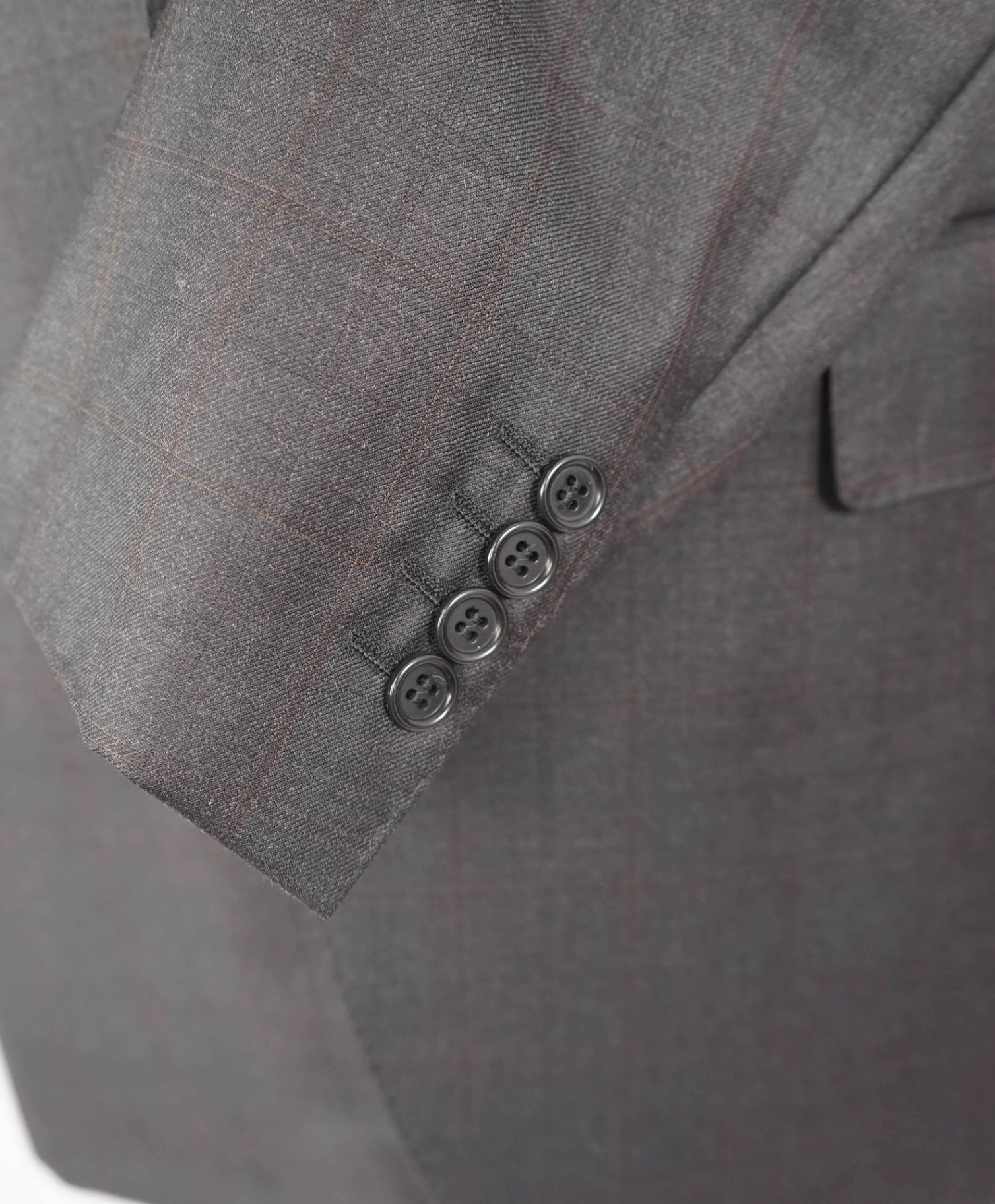 $1,895 CANALI - Gray / Brown Windowpane Check Blazer - 42R