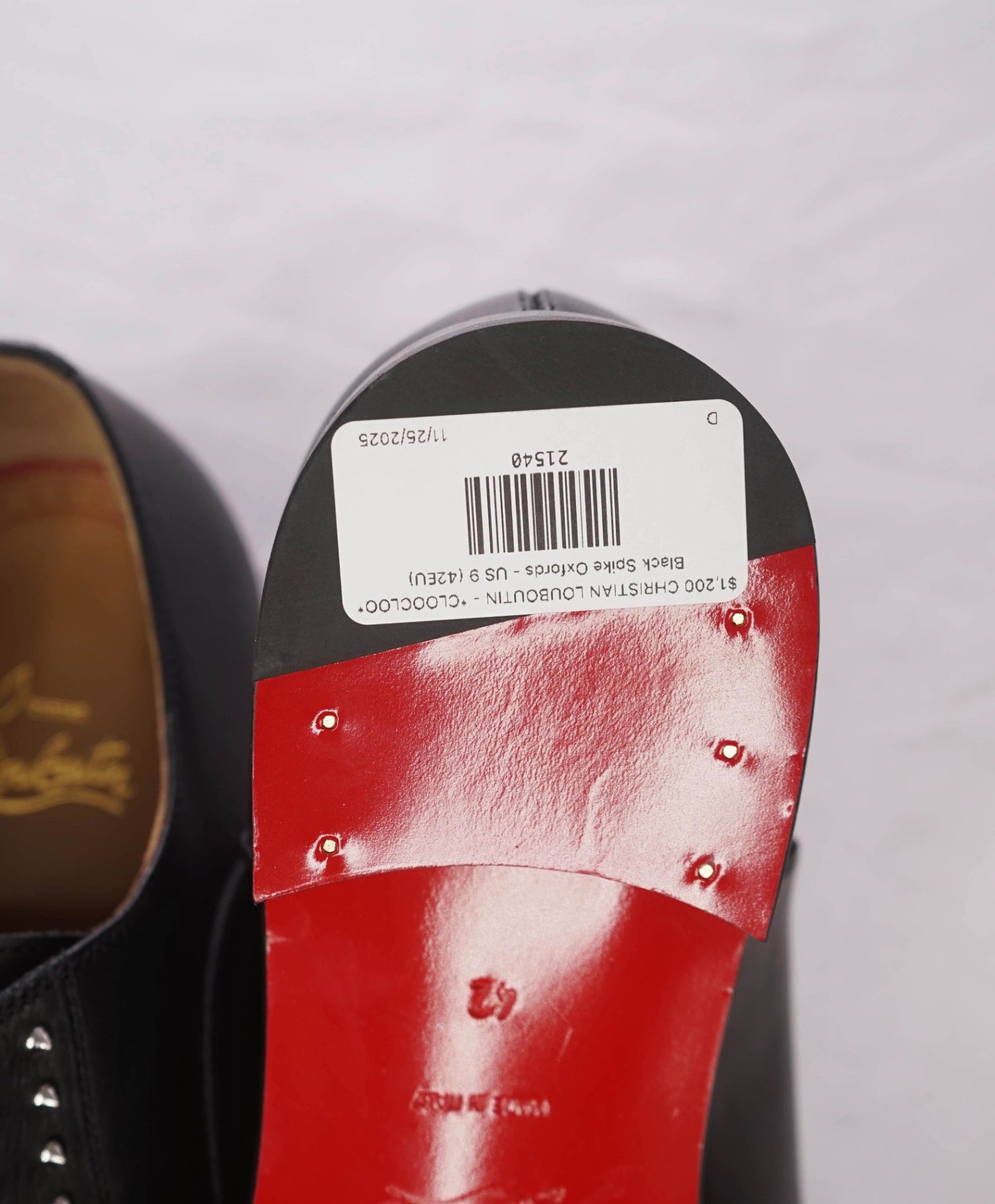 $1,200 CHRISTIAN LOUBOUTIN - *CLOOCLOO* Black Spike Oxfords - US 9 (42EU)