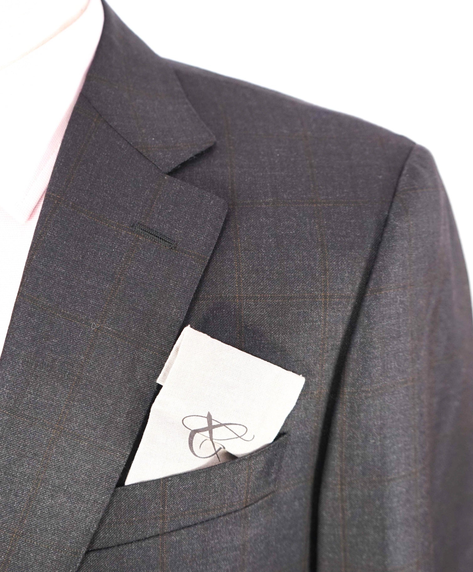 $1,895 CANALI - Gray / Brown Windowpane Check Blazer - 42R