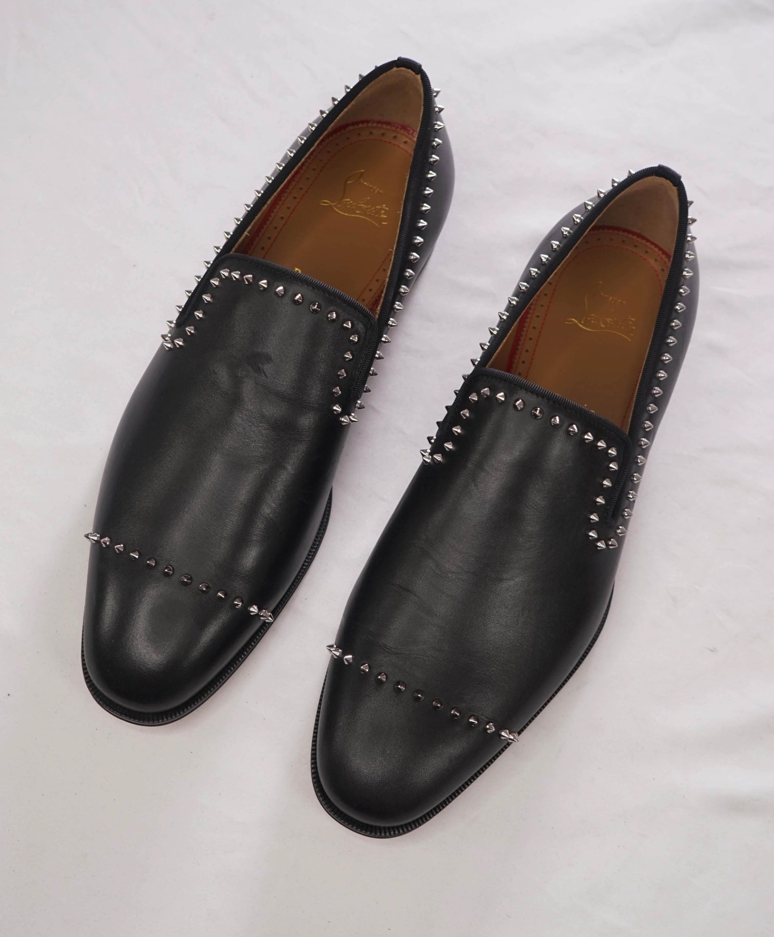 $1,200 CHRISTIAN LOUBOUTIN - *DANDY CLOO* Black Spike Loafers - US 9 (EU42)