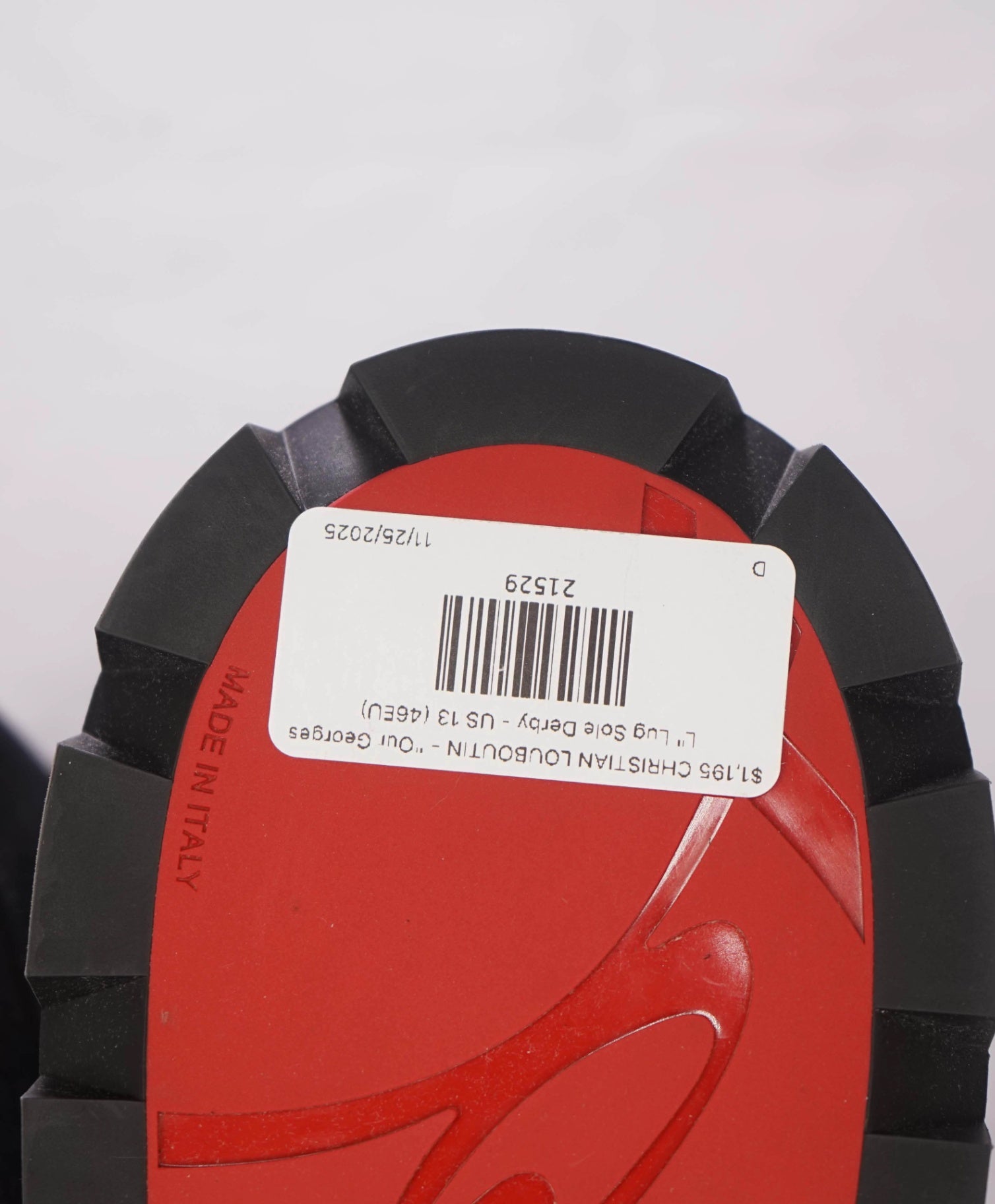$1,195 CHRISTIAN LOUBOUTIN - "Our Georges L" Lug Sole Derby - US 13 (46EU)