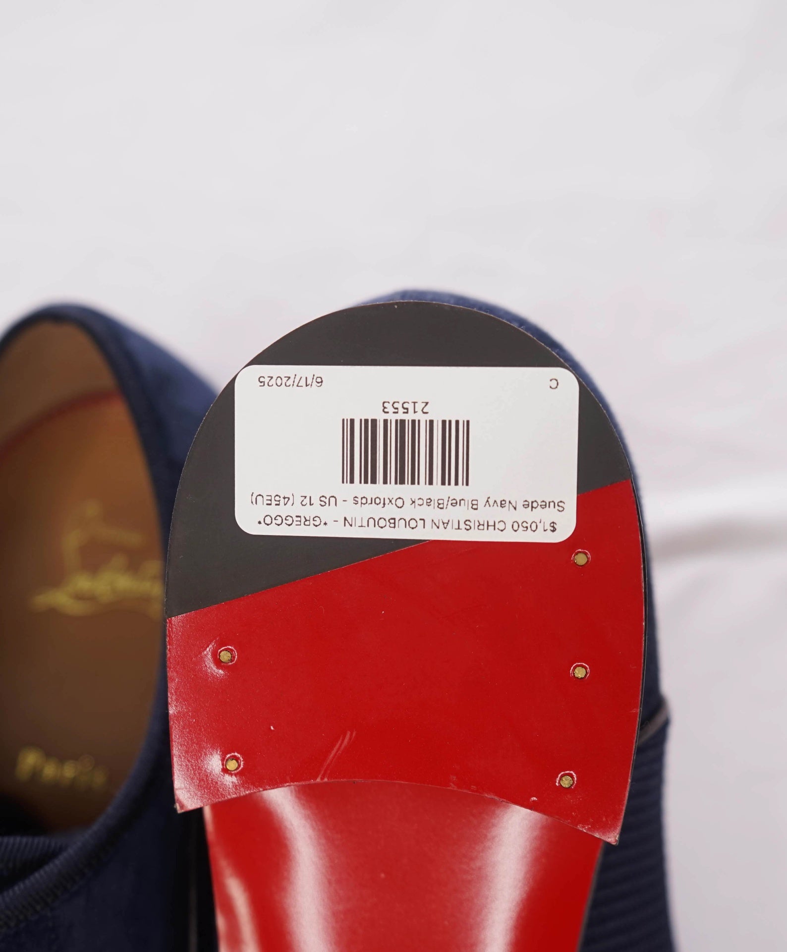 $1,050 CHRISTIAN LOUBOUTIN - *GREGGO* Suede Navy Oxfords - US 12 (45EU)